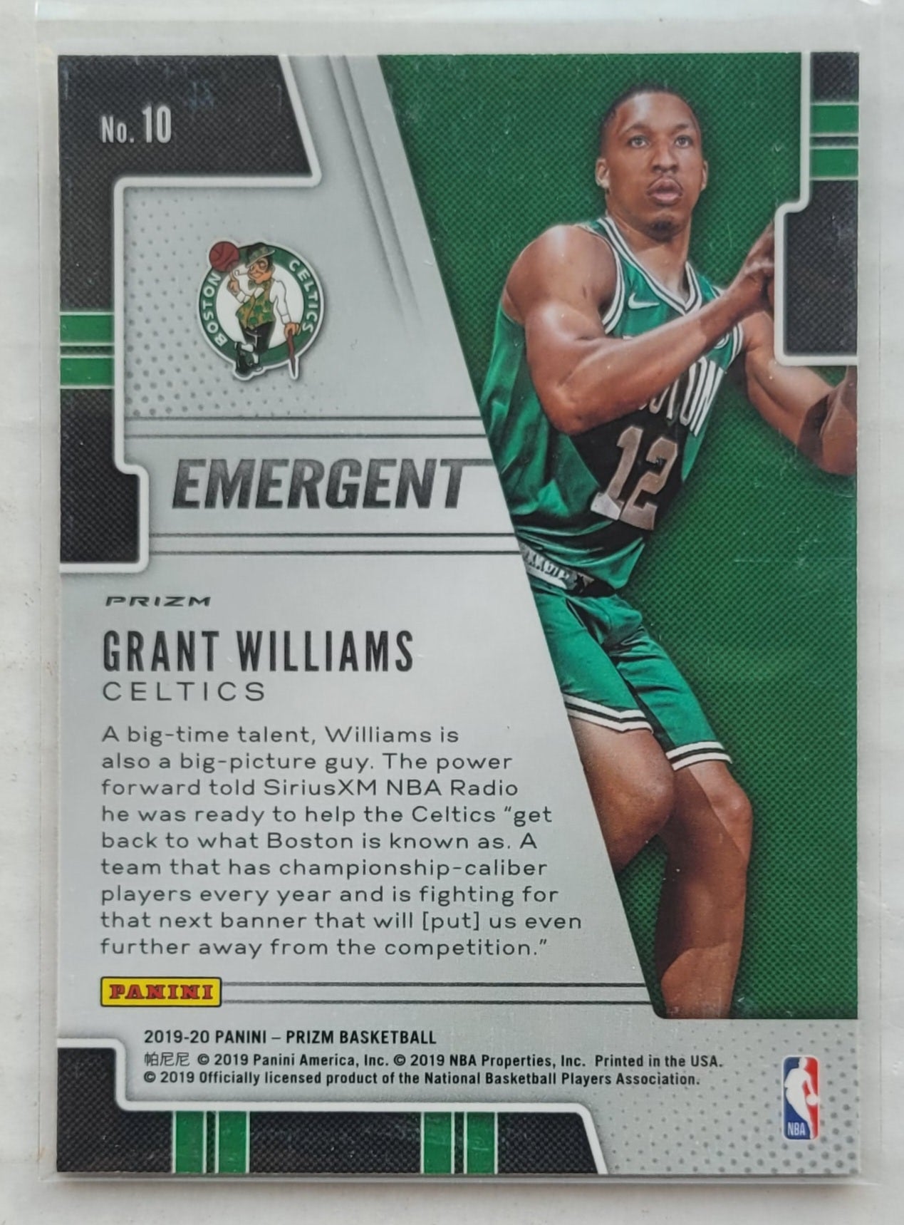 Grant Williams - 2019-20 Panini Prizm Emergent Prizms Green #10