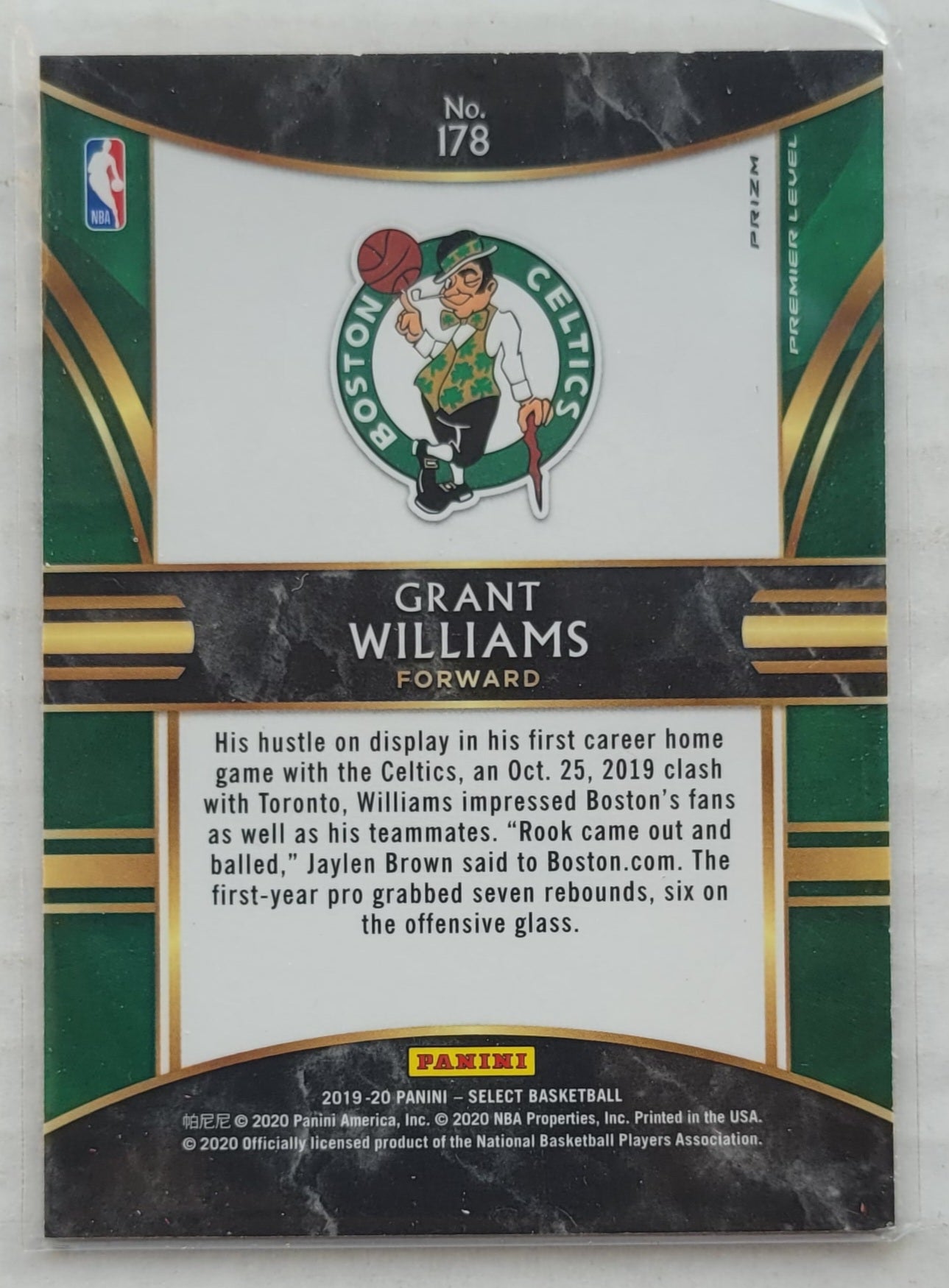 Grant Williams - 2019-20 Select Prizms Red Wave #178 RC