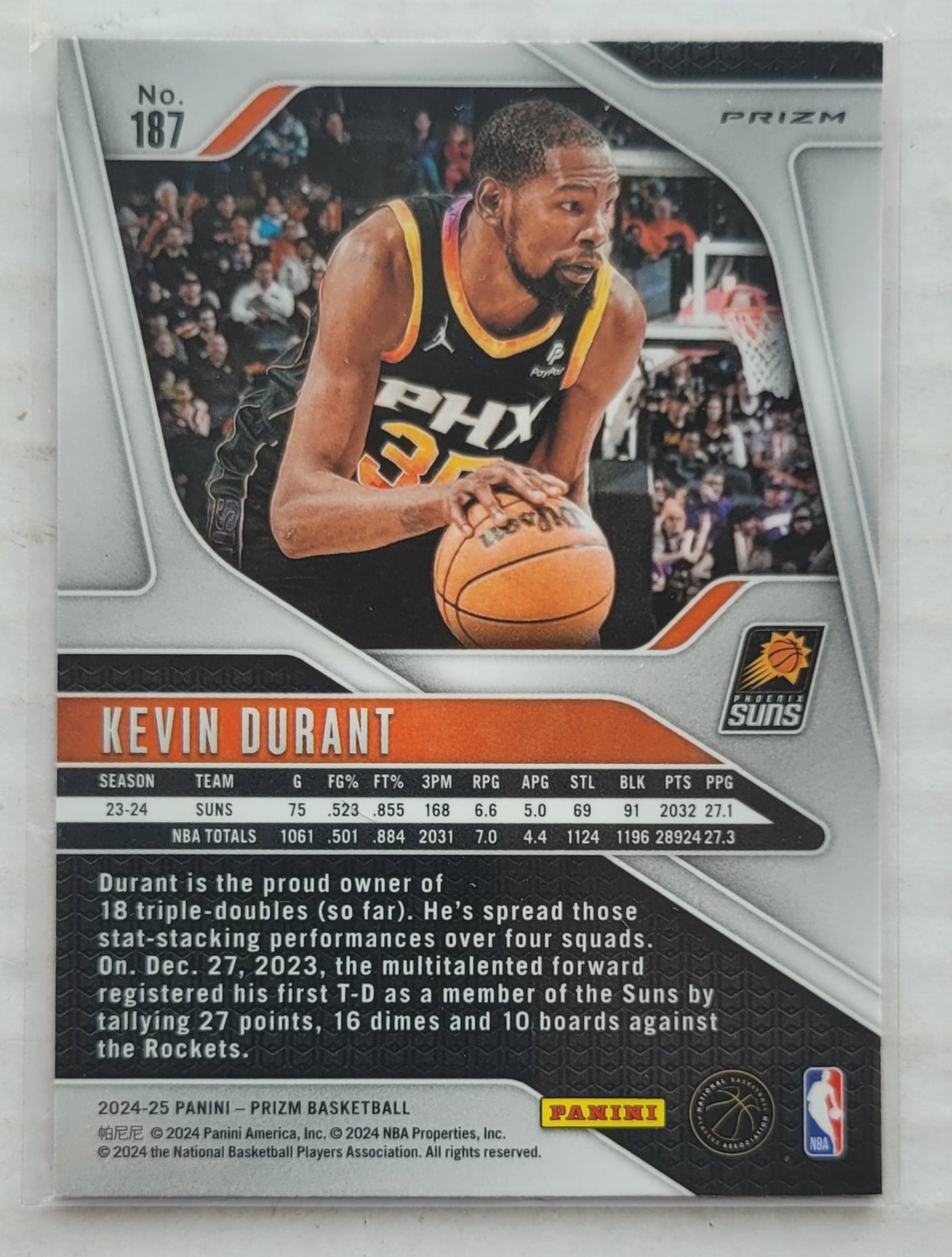Kevin Durant - 2024-25 Panini Prizm Prizms Pink Ice #187