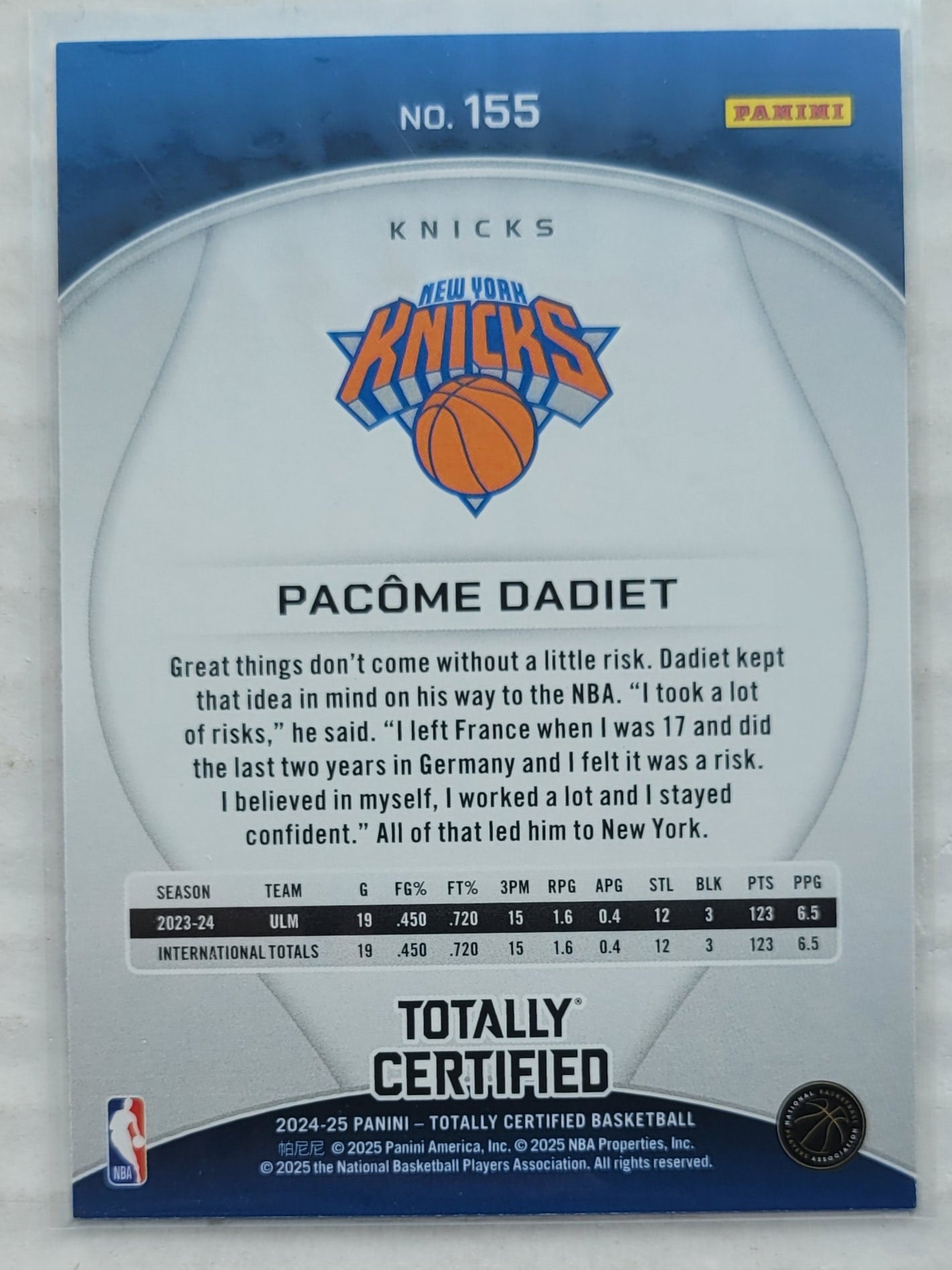 Pacome Dadiet - 2024-25 Totally Certified Mirror Bronze #155 RC