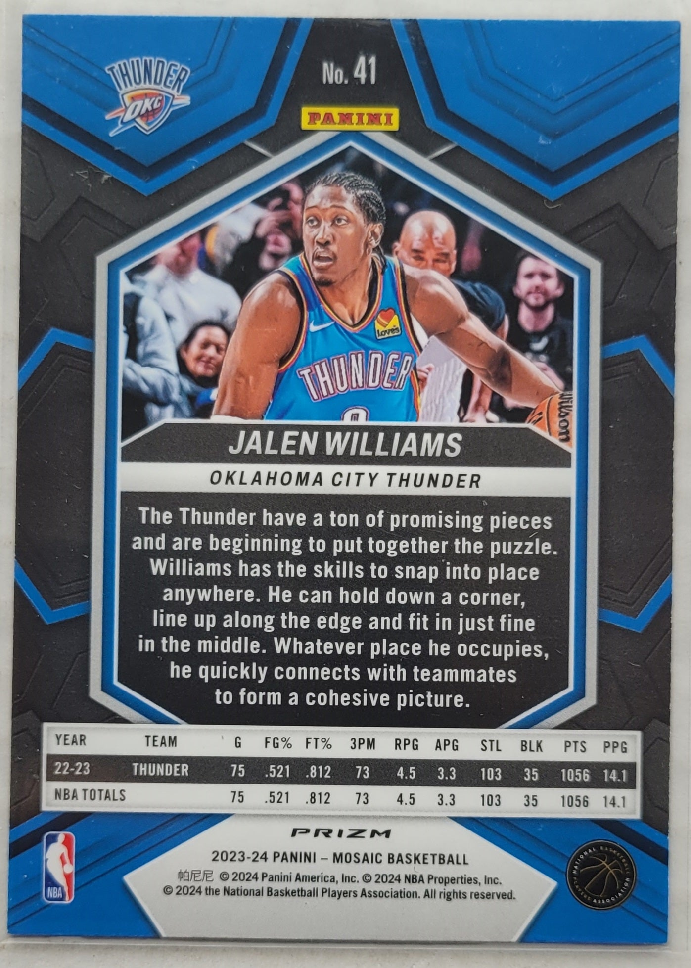 Jalen Williams - 2023-24 Panini Mosaic Silver #41