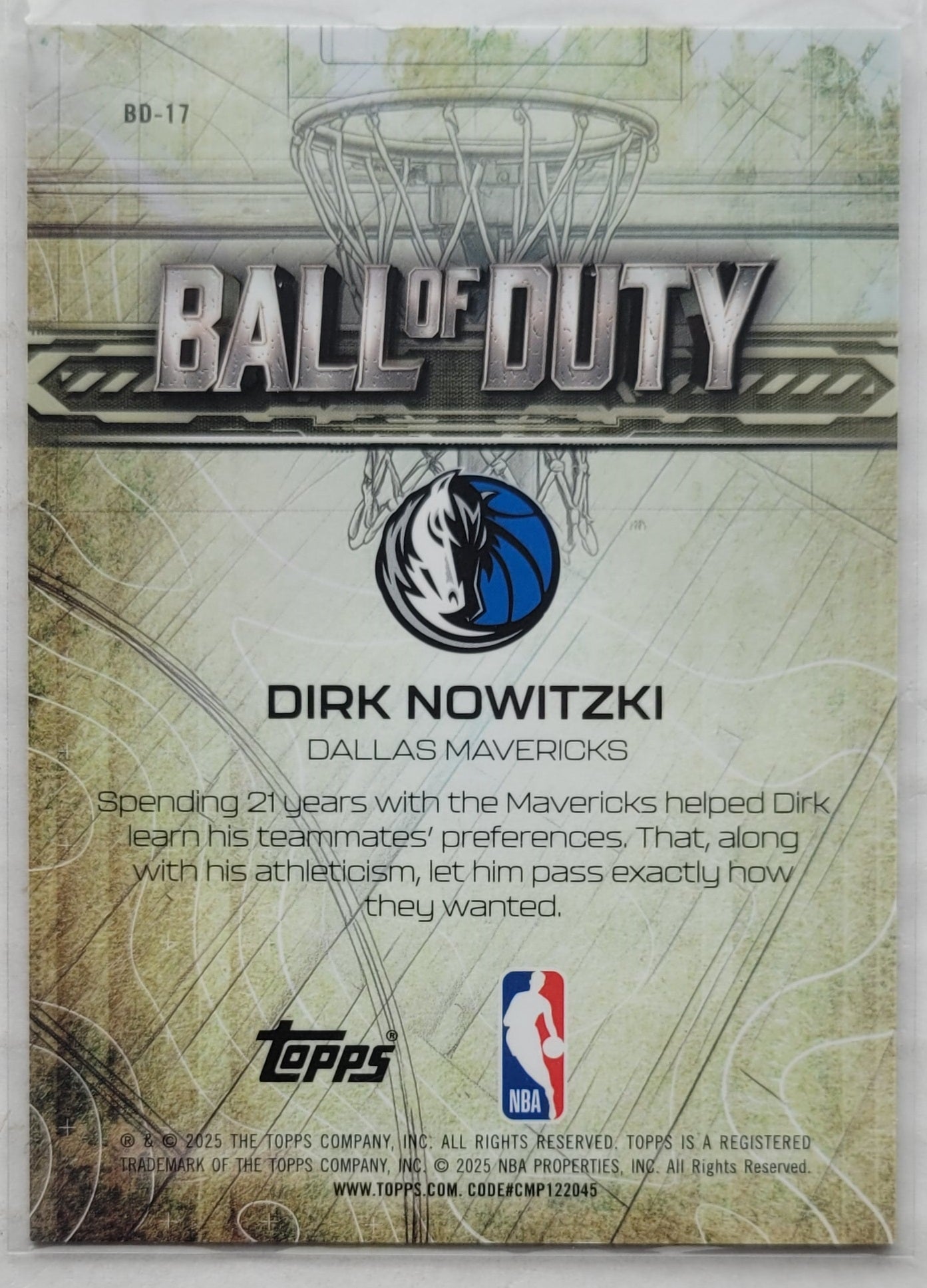 Dirk Nowitzki - 2025-26 Topps Chrome Ball of Duty #BD17