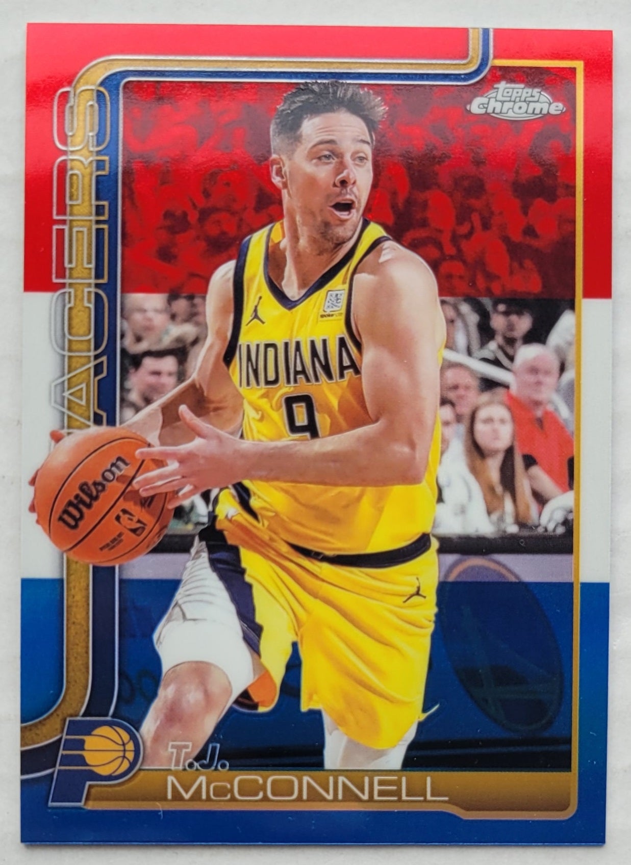 T.J. McConnell - 2025-26 Topps Chrome Red White and Blue Refractors #11