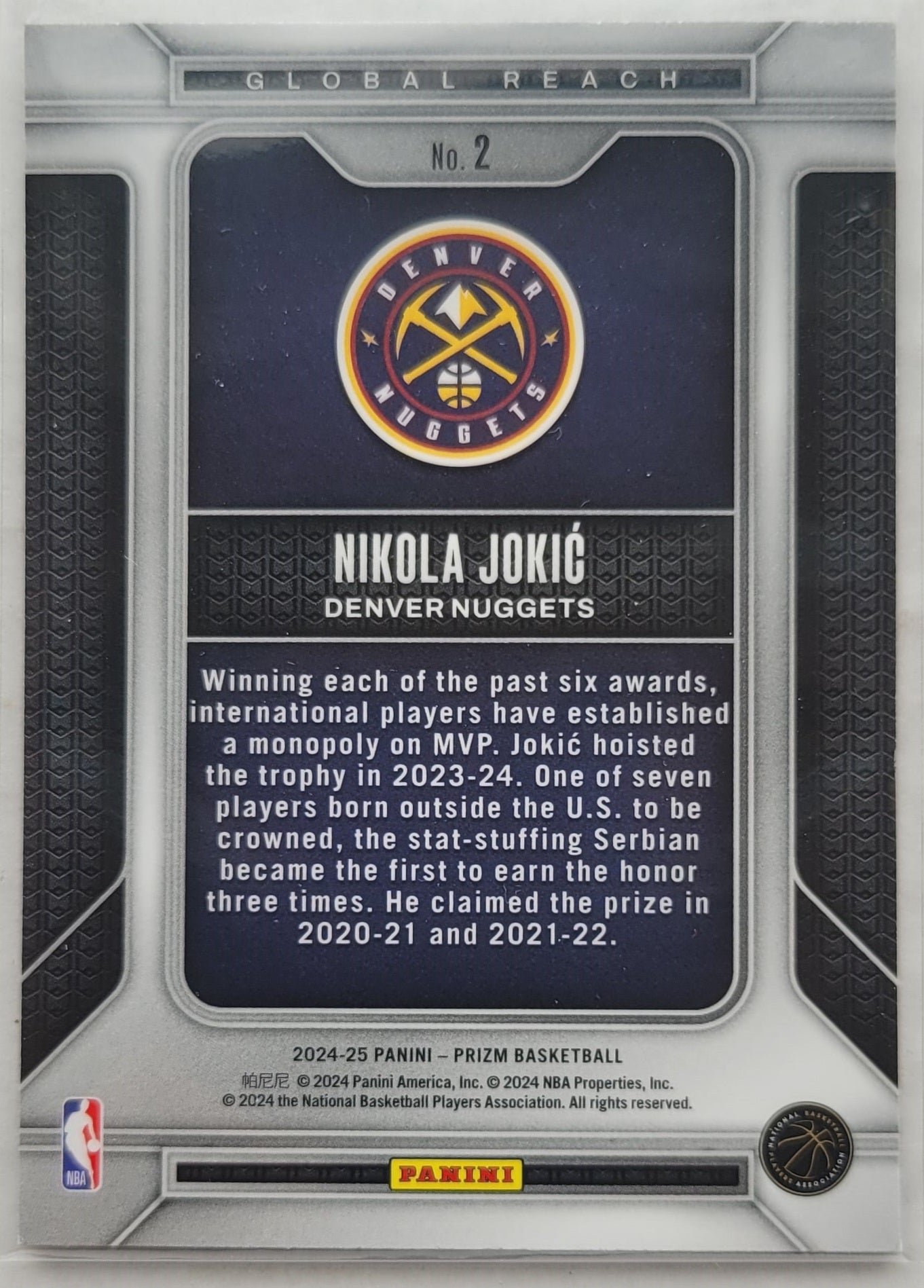 Nikola Jokic - 2024-25 Panini Prizm Global Reach #2