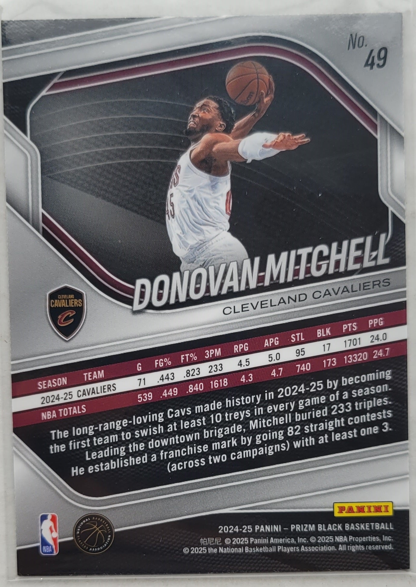 Donovan Mitchell - 2024-25 Panini Prizm Black #49