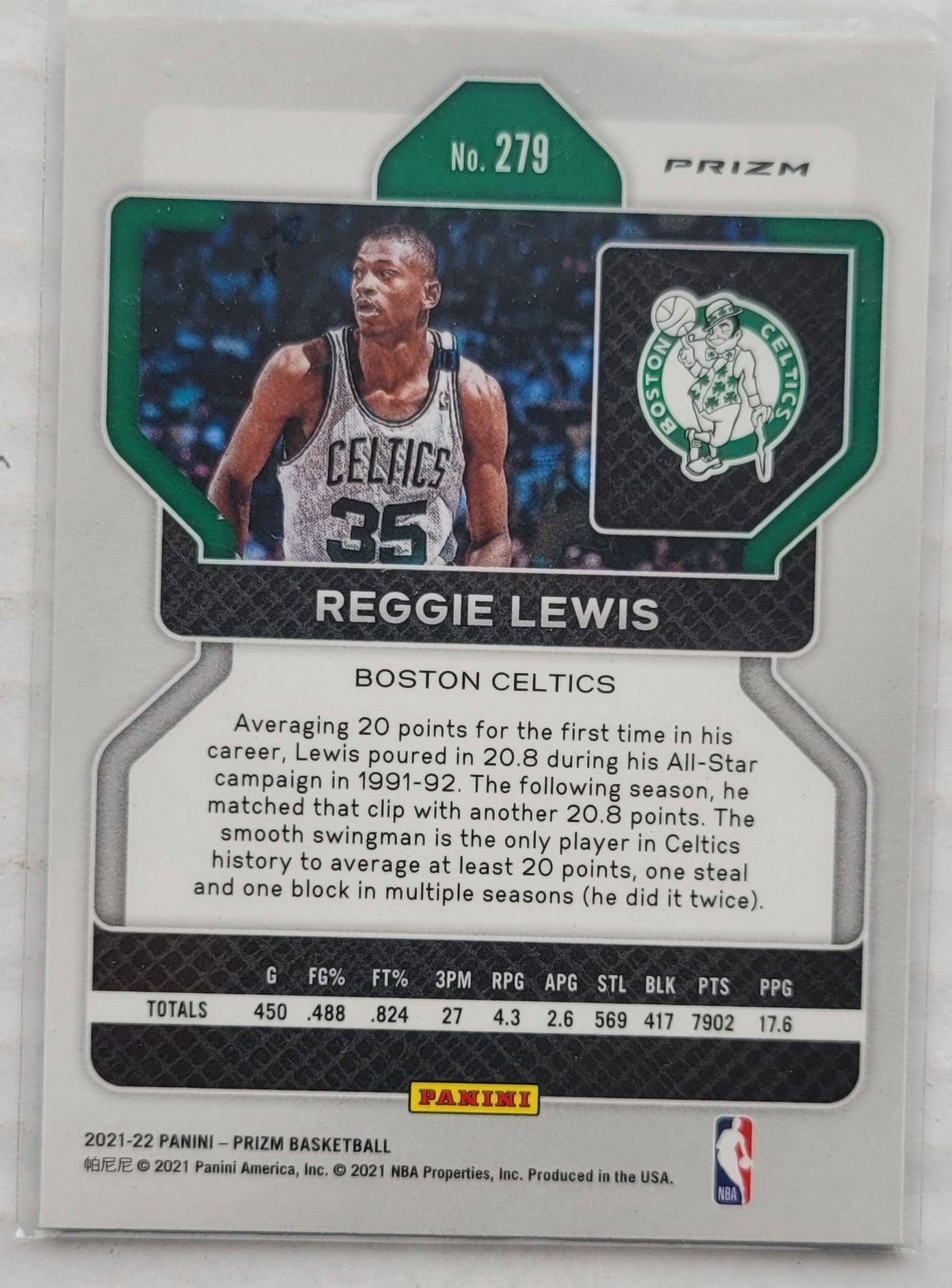 Reggie Lewis - 2021-22 Panini Prizm Prizms Green #279