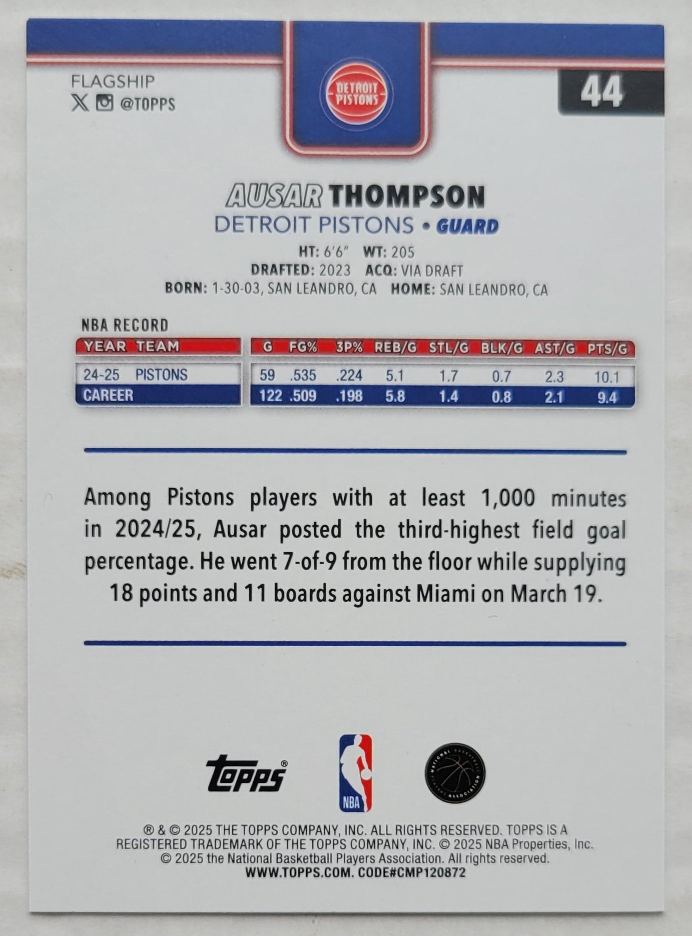 Ausar Thompson - 2025-26 Topps Rainbow Foilboard #44
