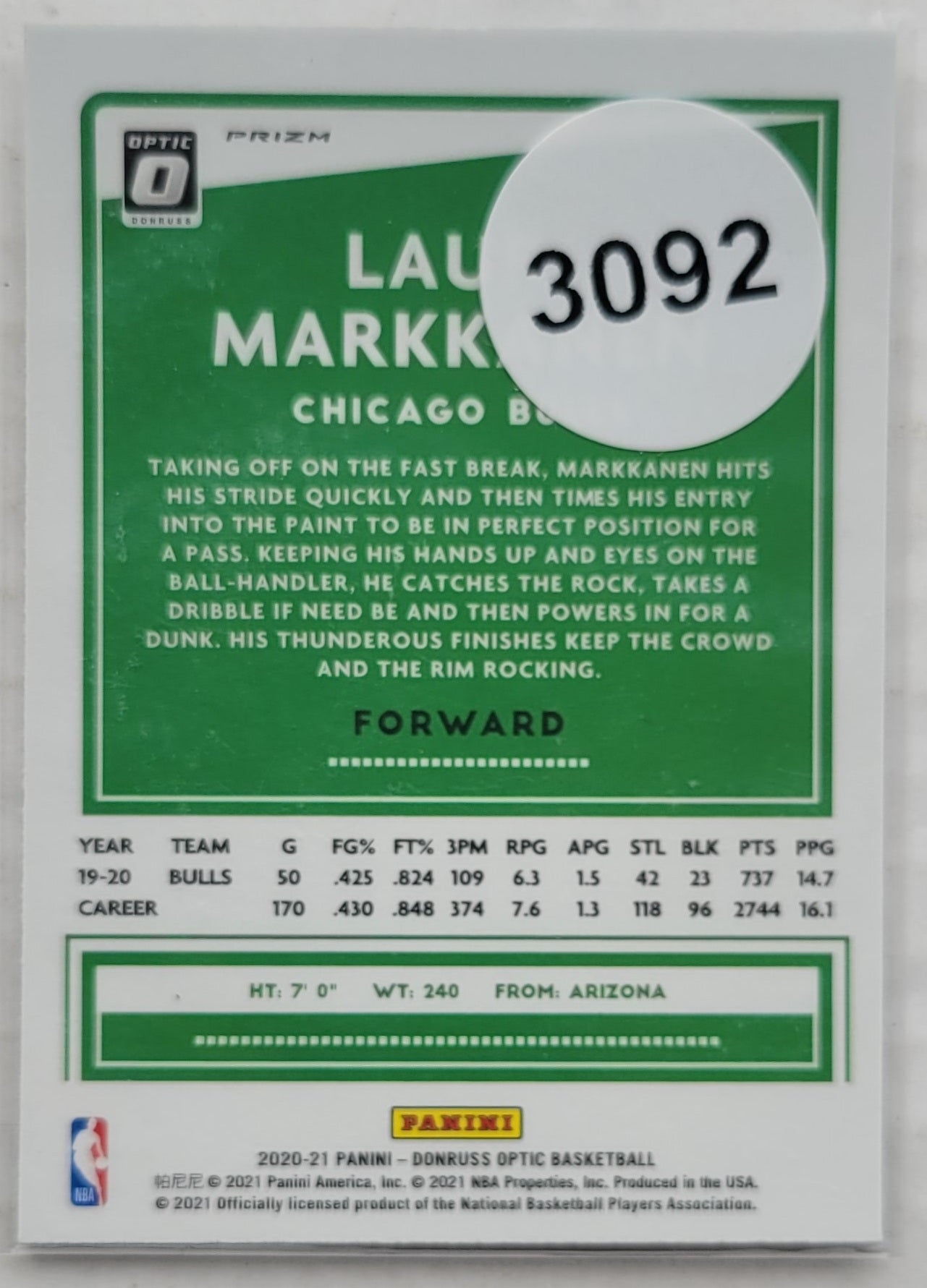 Lauri Markkanen - 2020-21 Donruss Optic Target Box Set #85