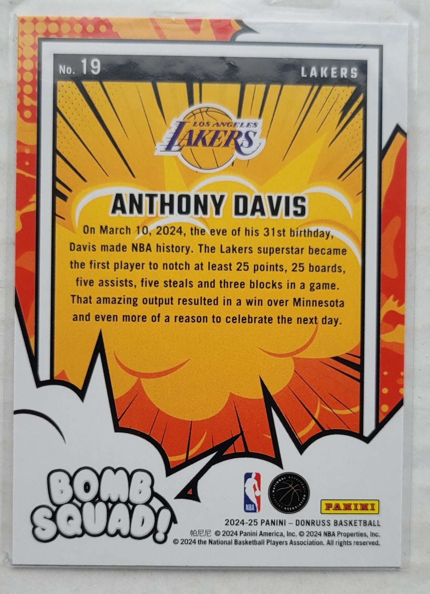Anthony Davis - 2024-25 Donruss Bomb Squad #19