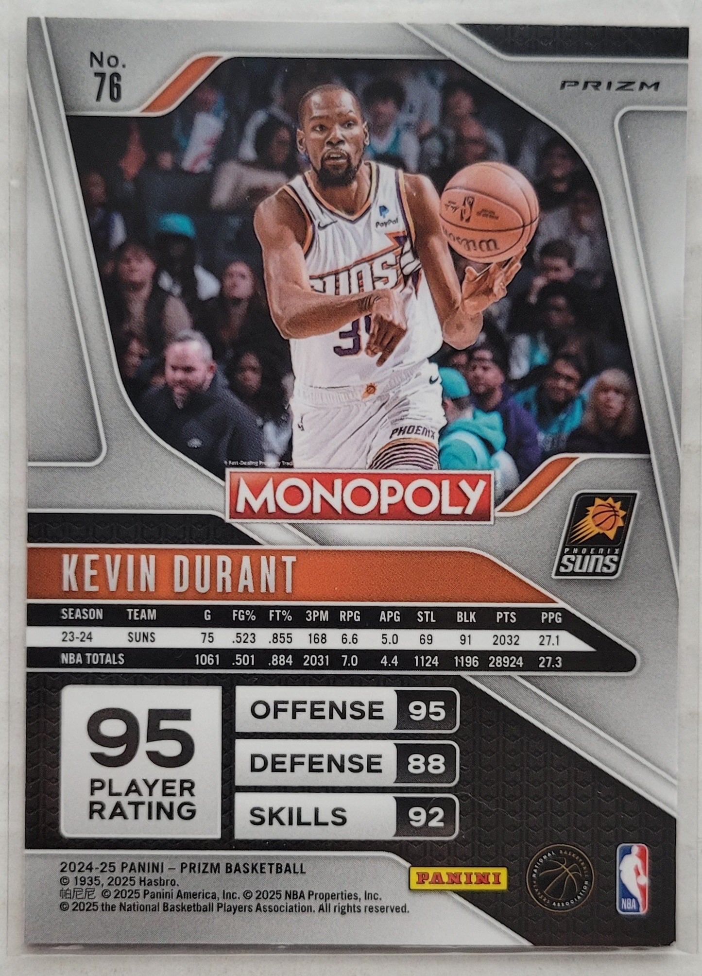 Kevin Durant - 2024-25 Panini Prizm Monopoly Red #76