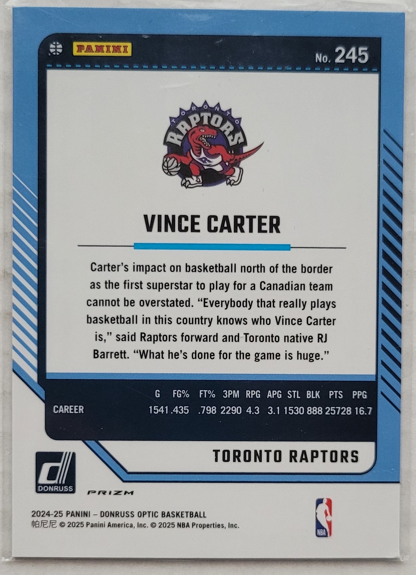 Vince Carter - 2024-25 Donruss Optic Purple #245 LGD
