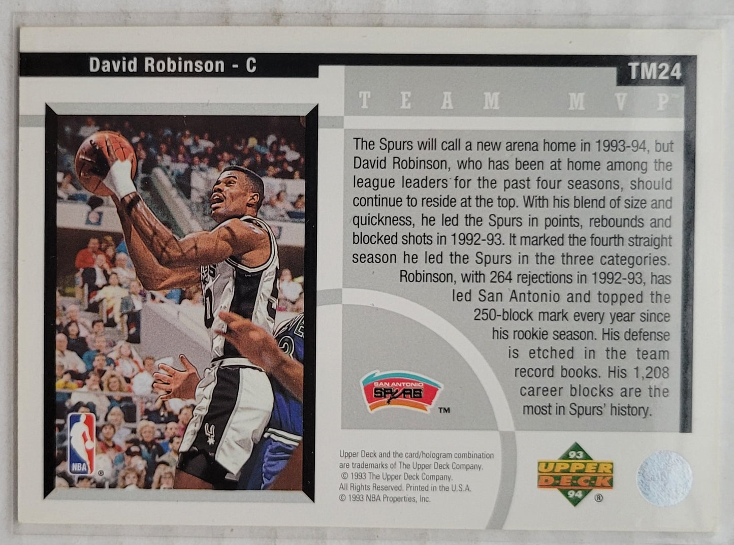 David Robinson - 1993-94 Upper Deck Team MVPs #TM24