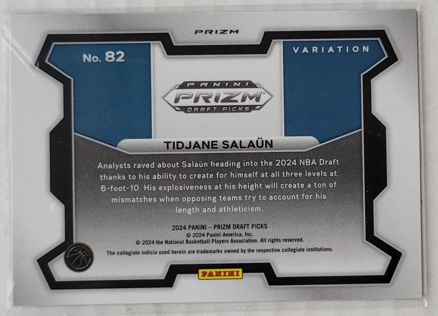 Tidjane Salaun - 2024-25 Panini Prizm Draft Picks Variation Prizms Green #82 RC