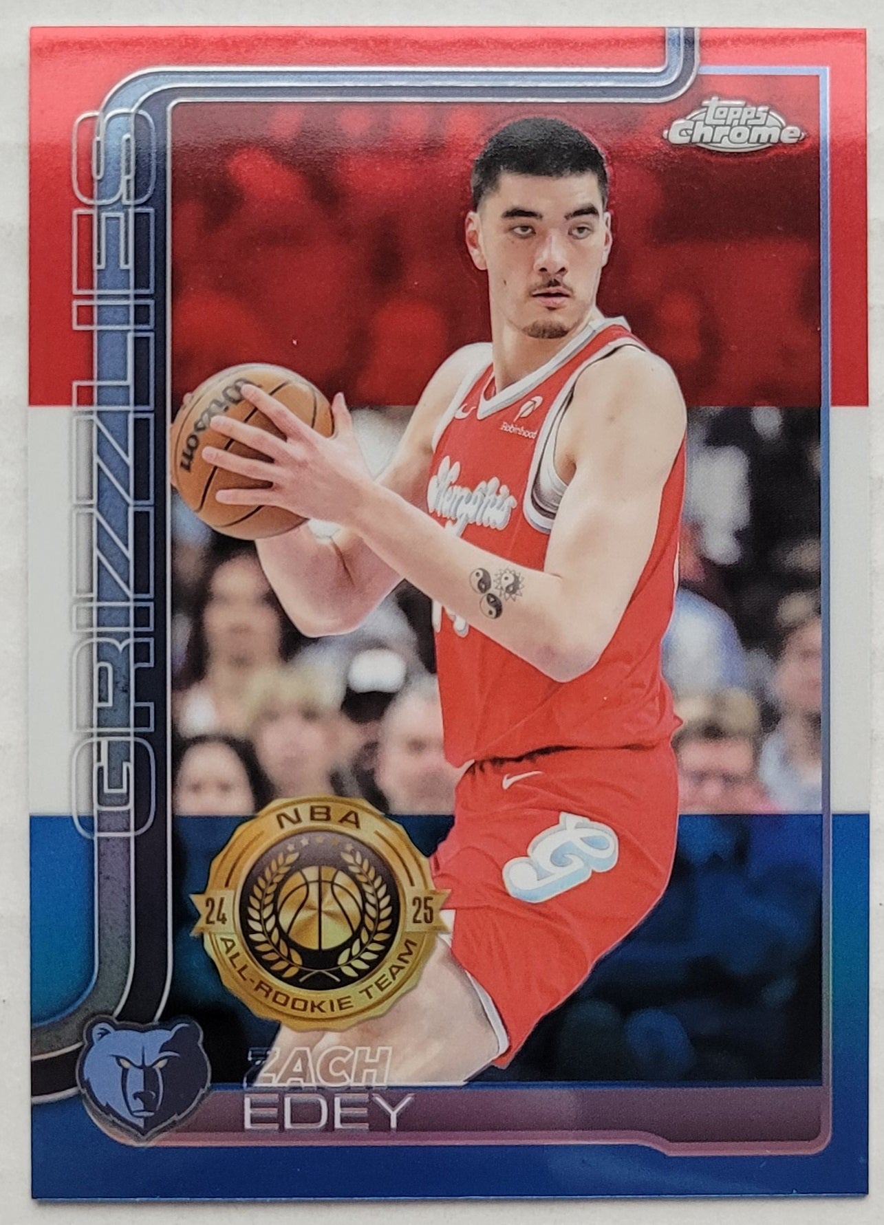Zach Edey - 2025-26 Topps Chrome Red White and Blue Refractors #128