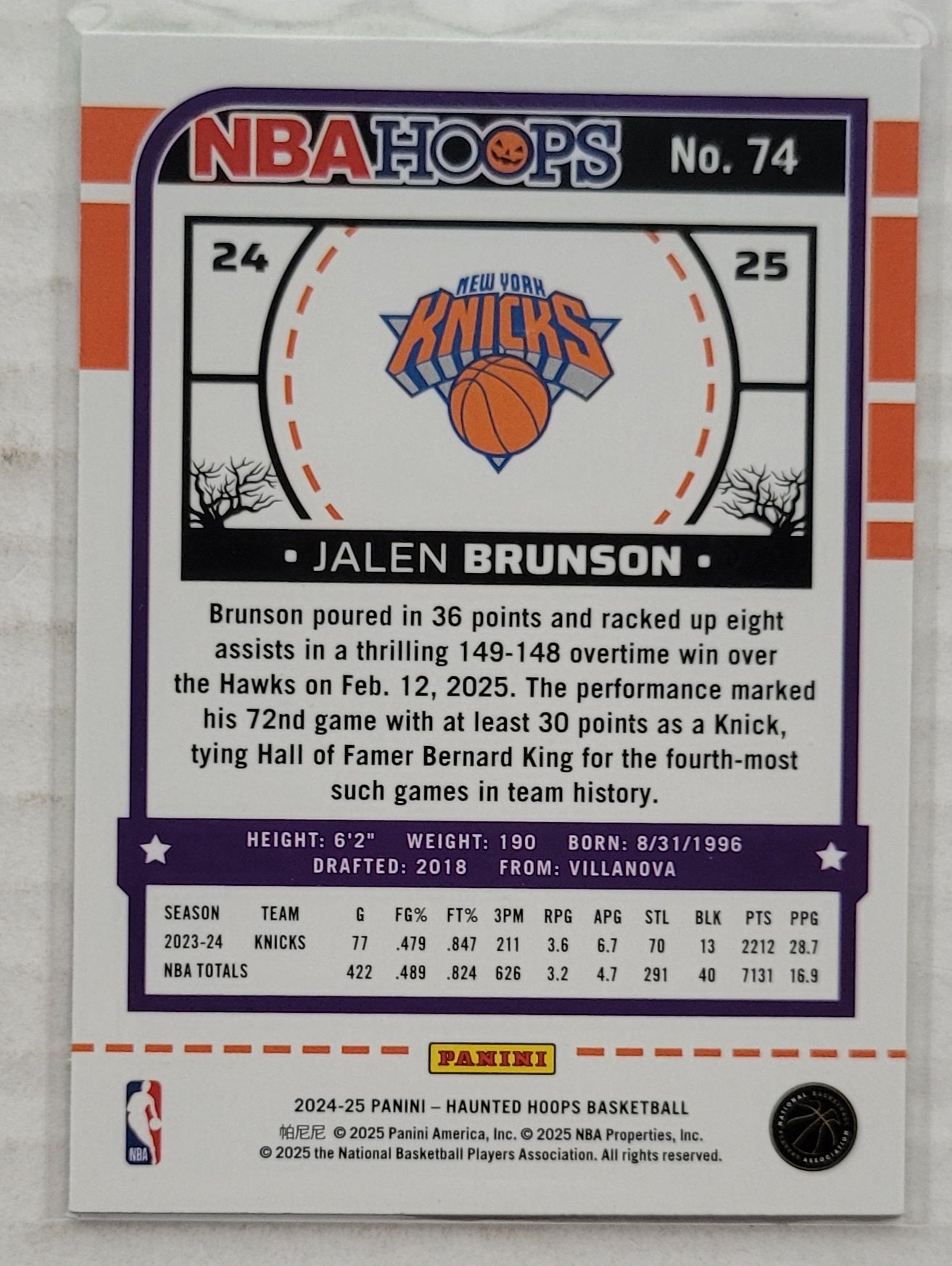 Jalen Brunson - 2024-25 Hoops Haunted Hoops Slime #74