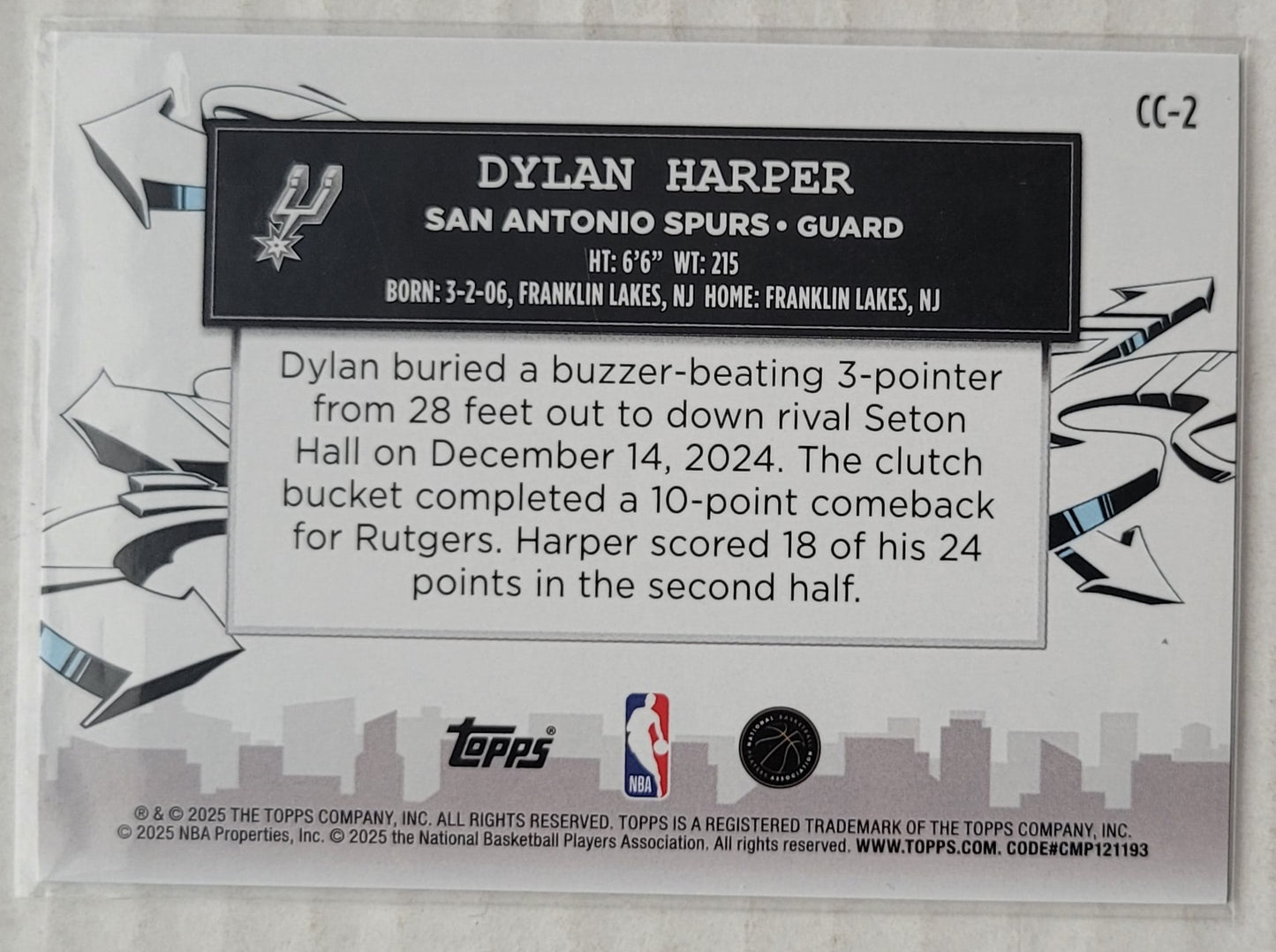 Dylan Harper - 2025-26 Topps Clutch City Prospects #CC2
