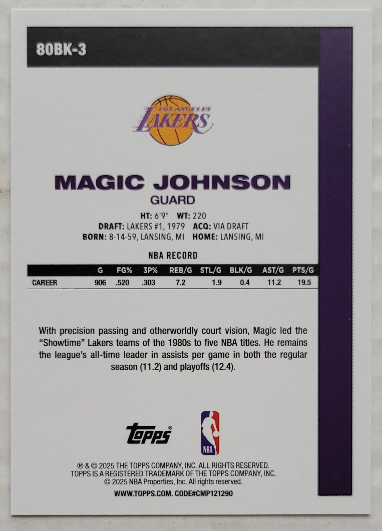 Magic Johnson - 2025-26 Topps '80-81 Topps #80BK3