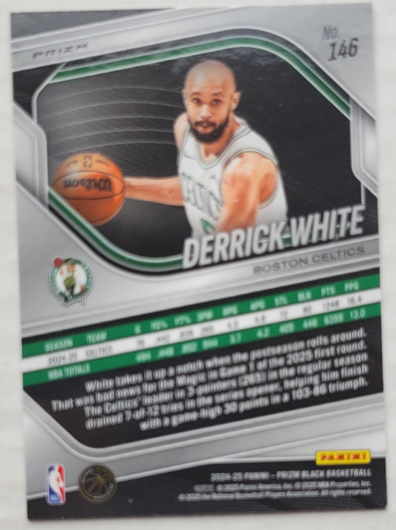 Derrick White - 2024-25 Panini Prizm Black Prizms Silver #146