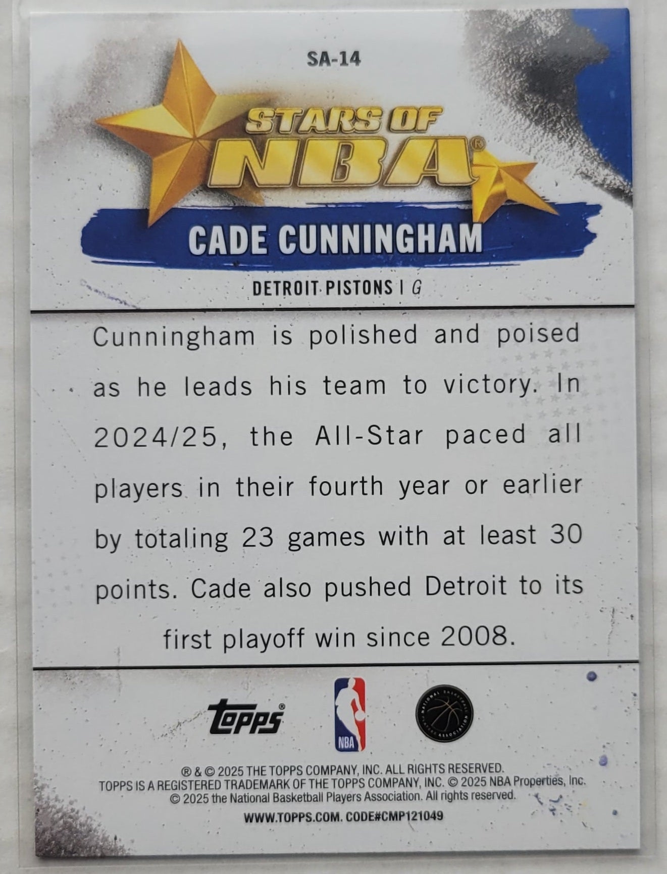Cade Cunningham - 2025-26 Topps Stars of the NBA Rainbow Foilboard #SA14