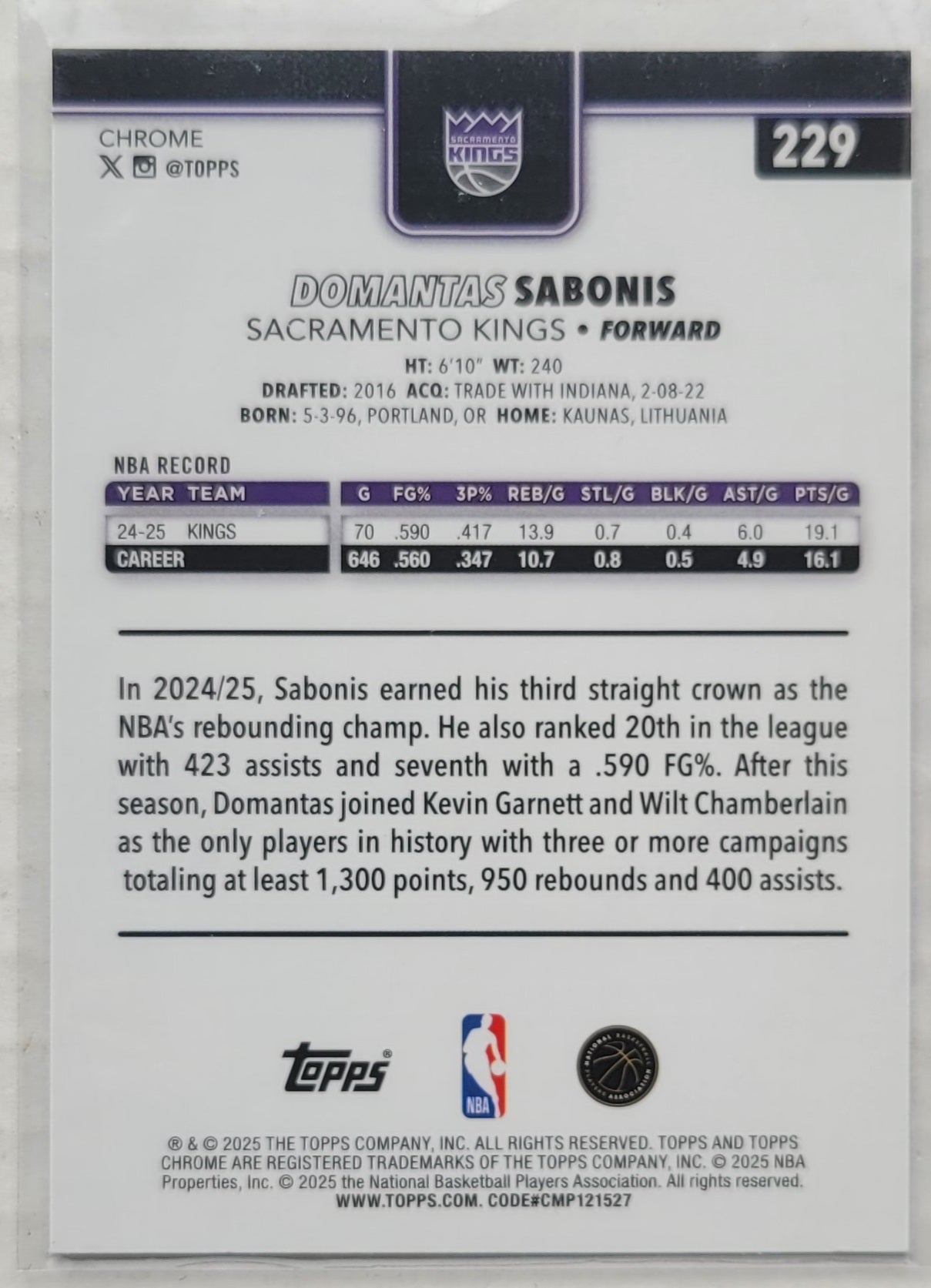 Domantas Sabonis - 2025-26 Topps Chrome X-Fractors #229