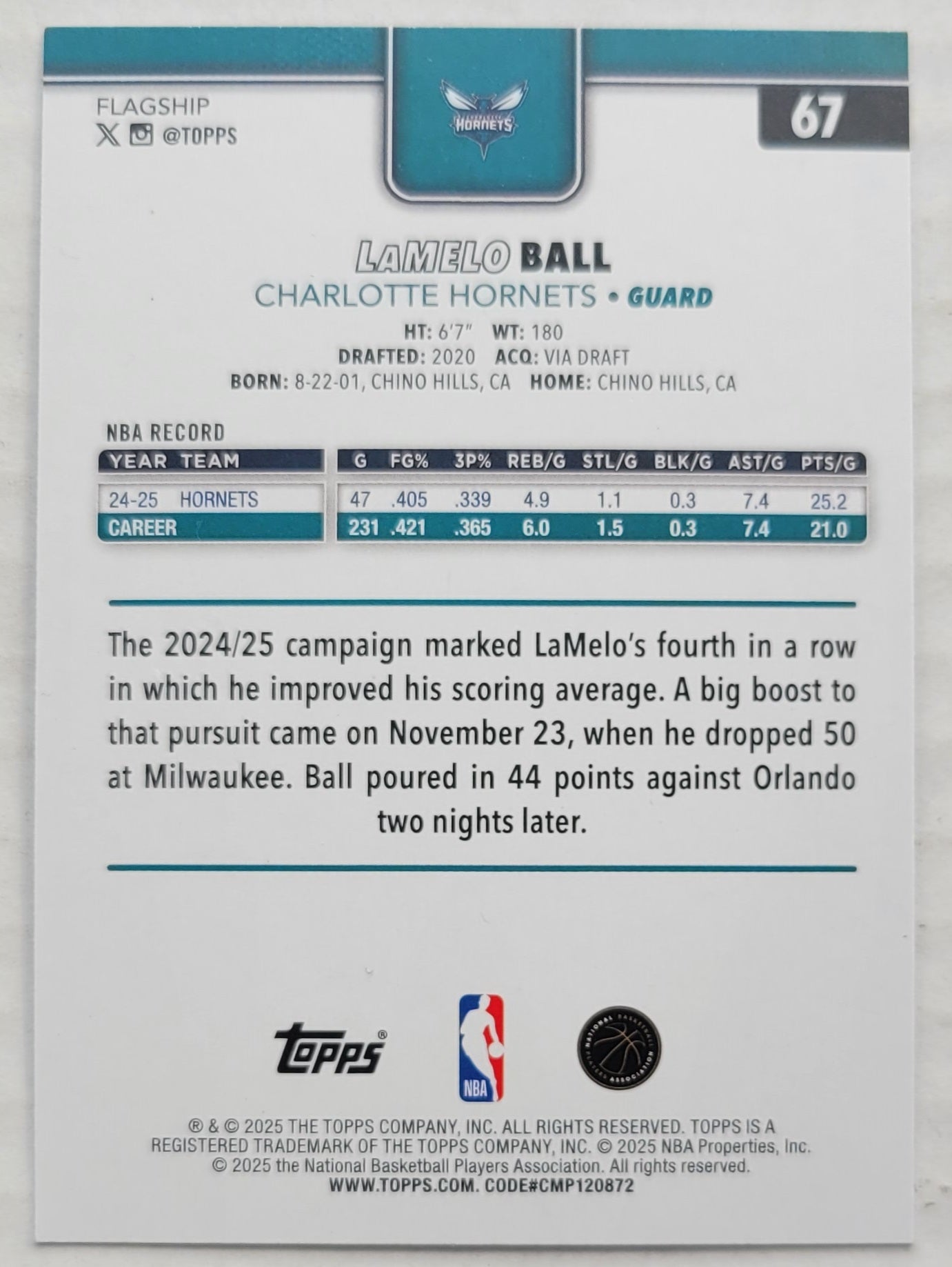 LaMelo Ball - 2025-26 Topps Rainbow Foilboard #67
