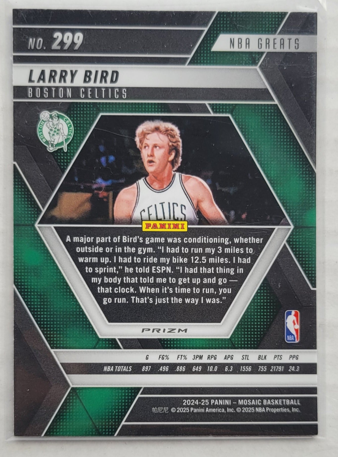 Larry Bird - 2024-25 Panini Mosaic Mosaic Reactive Blue #299 Greats