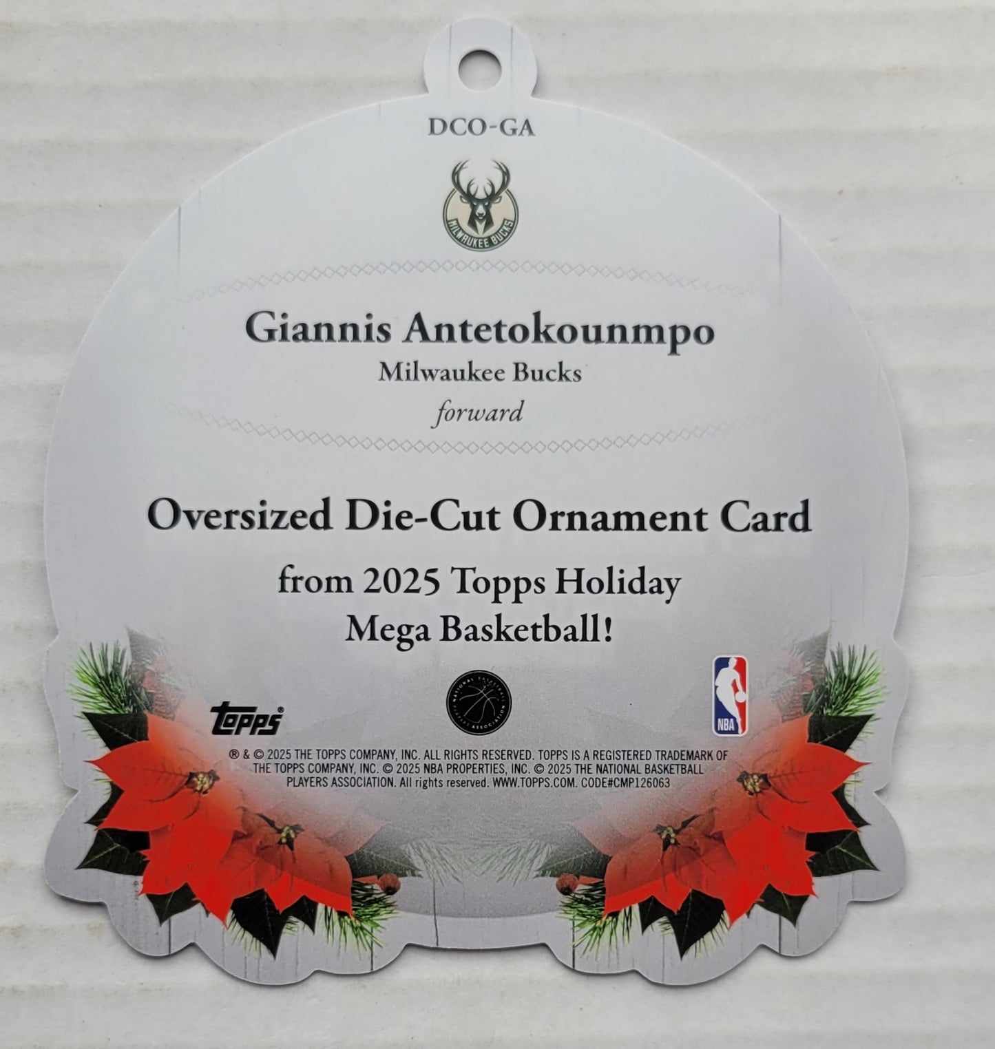 Giannis Antetokounmpo - 2025-26 Topps Holiday Oversized Die-Cut Ornaments #DCOGA
