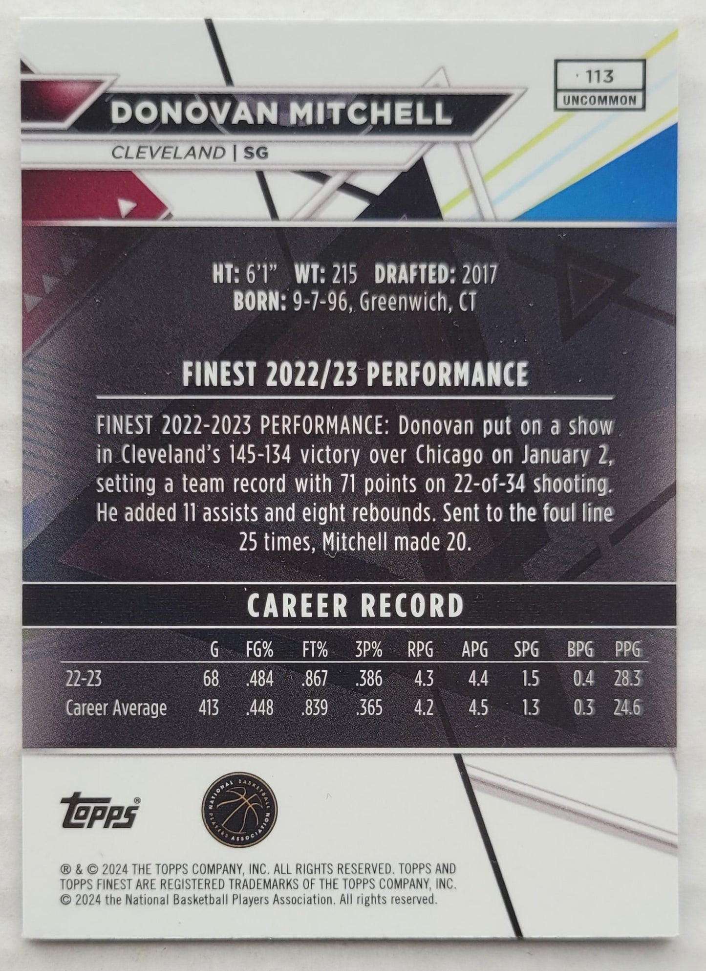 Donovan Mitchell - 2023-24 Finest #113 UC