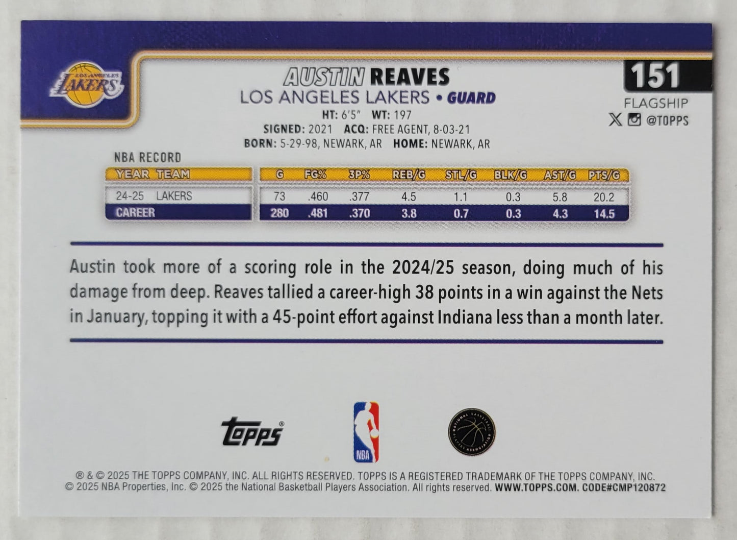 Austin Reaves - 2025-26 Topps #151