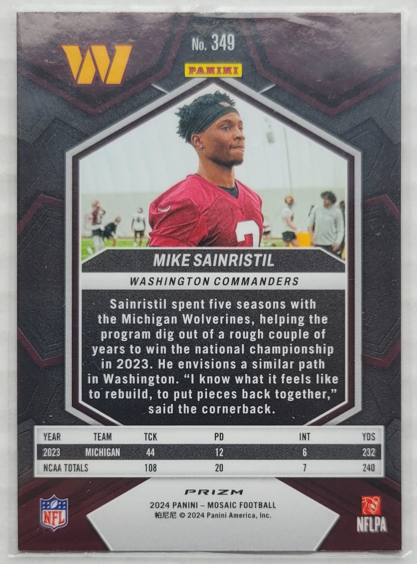 Mike Sainristil - 2024 Panini Mosaic Mosaic Reactive Blue #349 RC