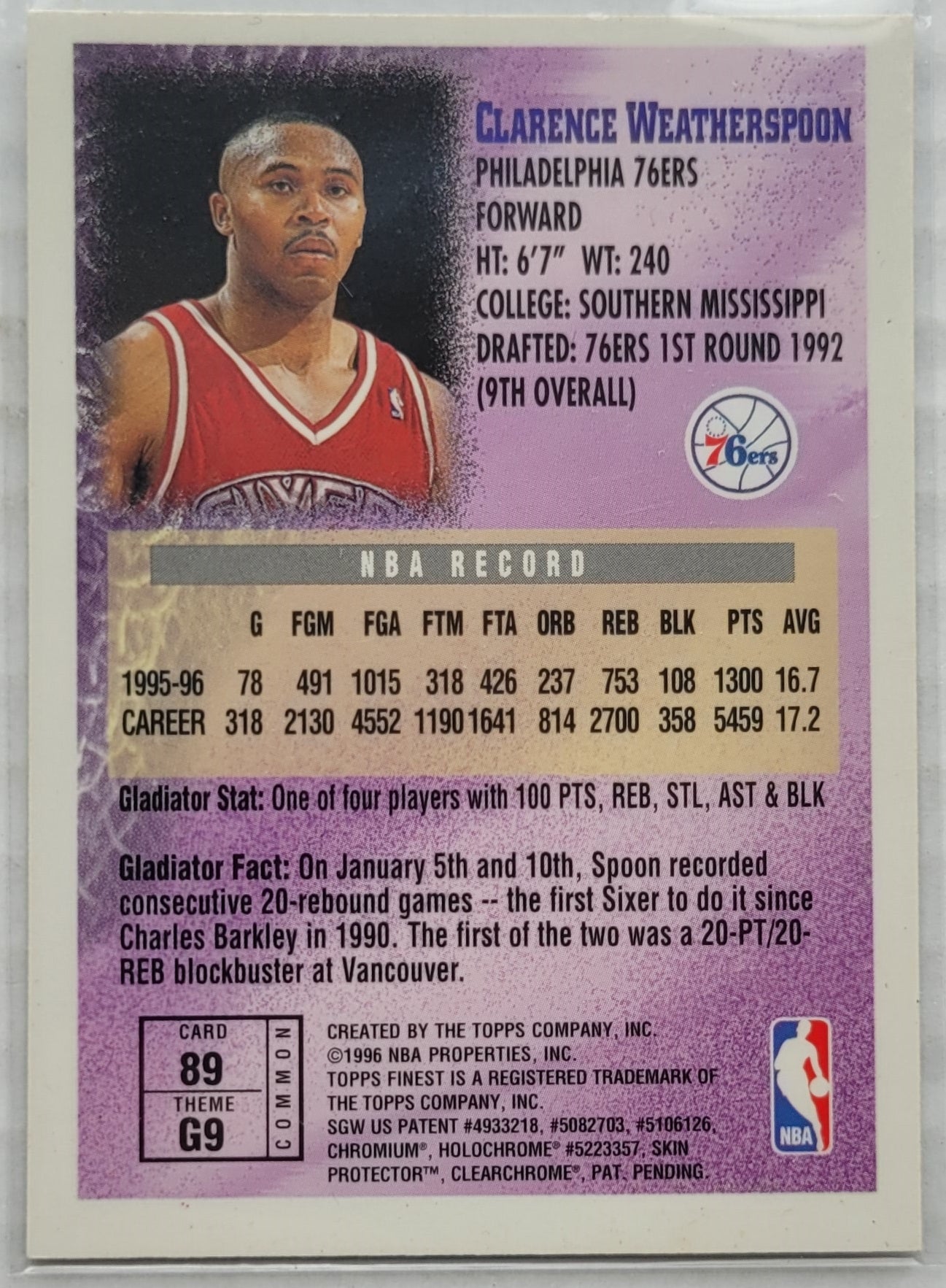 Clarence Weatherspoon - 1996-97 Finest #89 B