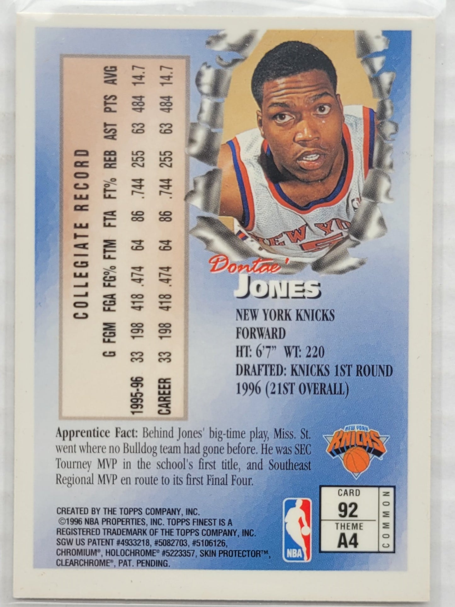 Dontae' Jones - 1996-97 Finest #92 B RC
