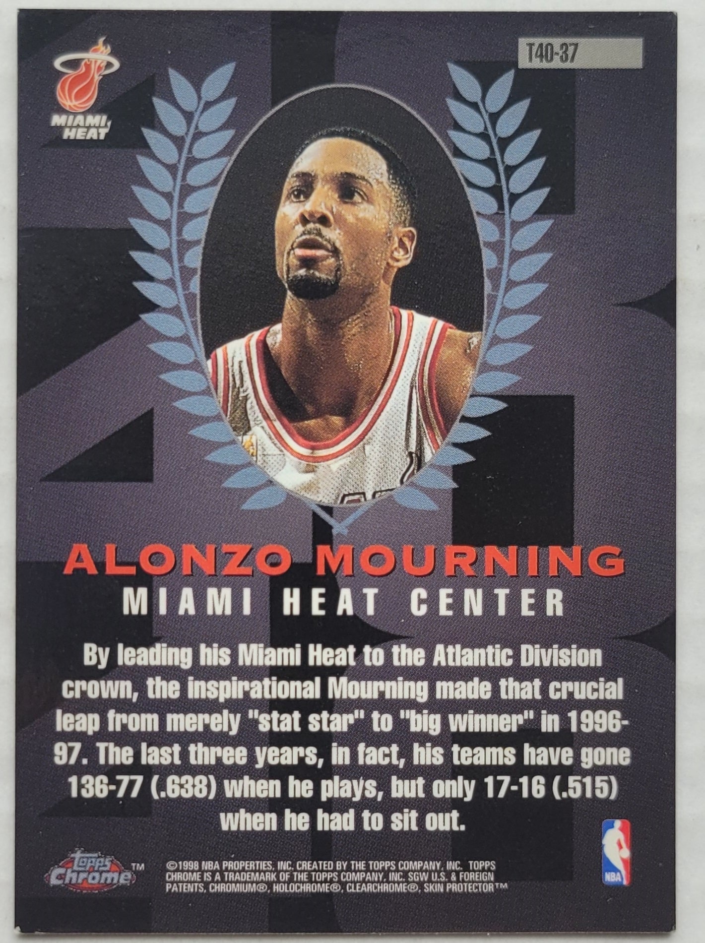 Alonzo Mourning - 1997-98 Topps Chrome Topps 40 #T37