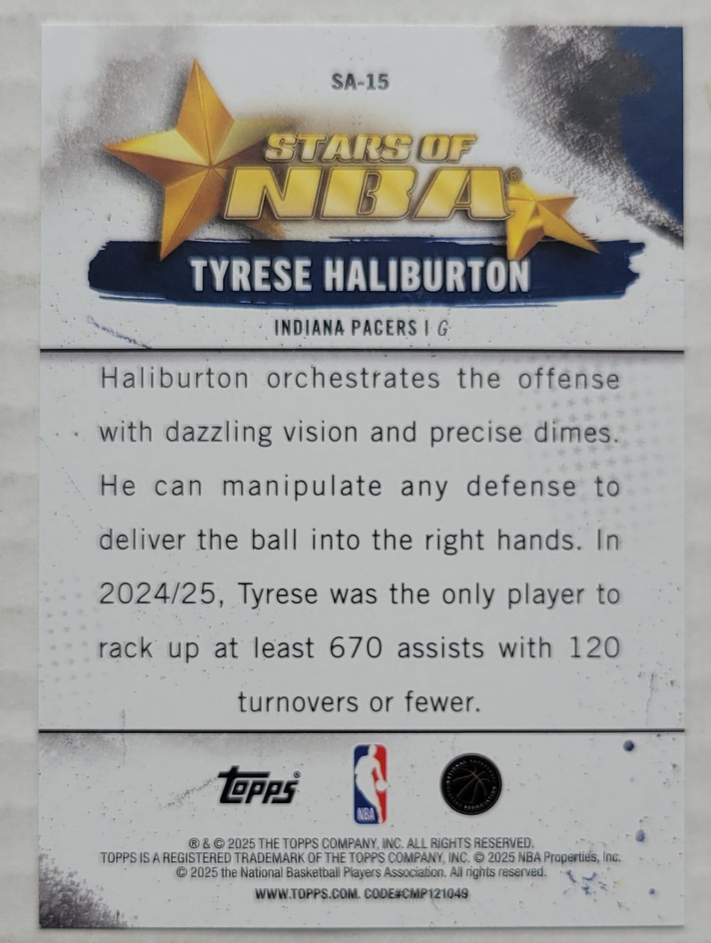 Tyrese Haliburton - 2025-26 Topps Stars of the NBA #SA15