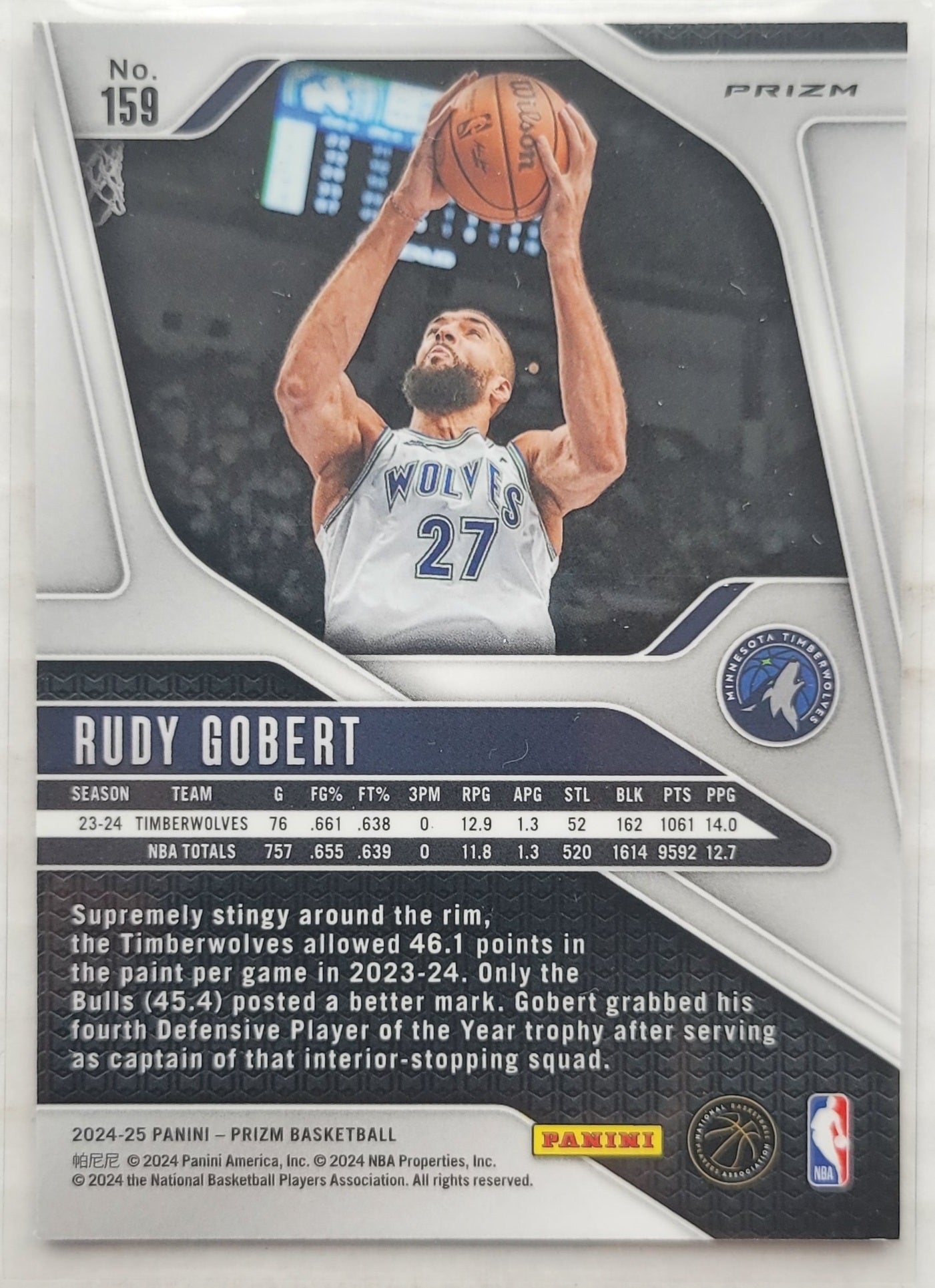 Rudy Gobert - 2024-25 Panini Prizm Prizms Red White and Blue #159