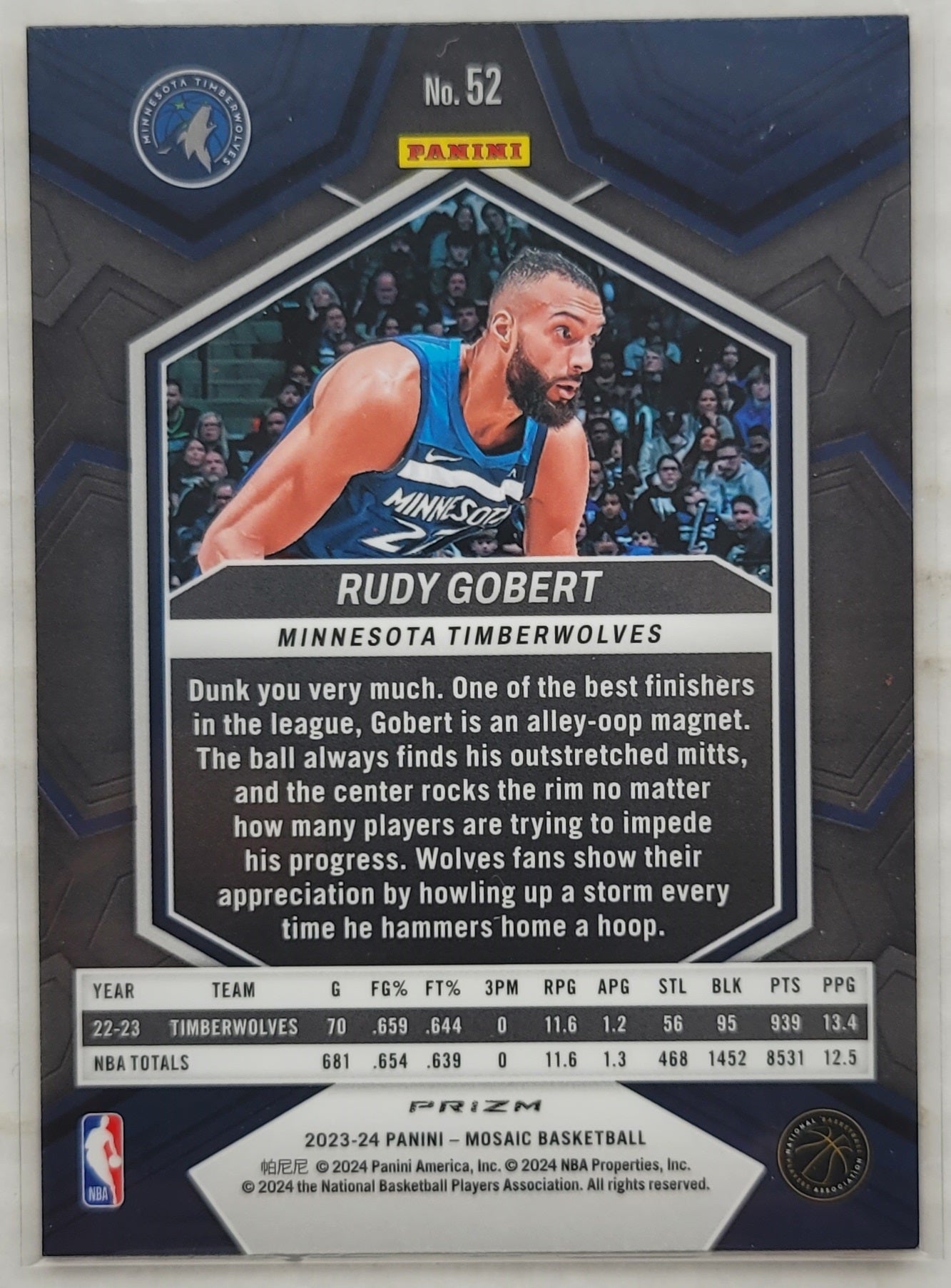 Rudy Gobert - 2023-24 Panini Mosaic Mosaic Reactive Yellow #52