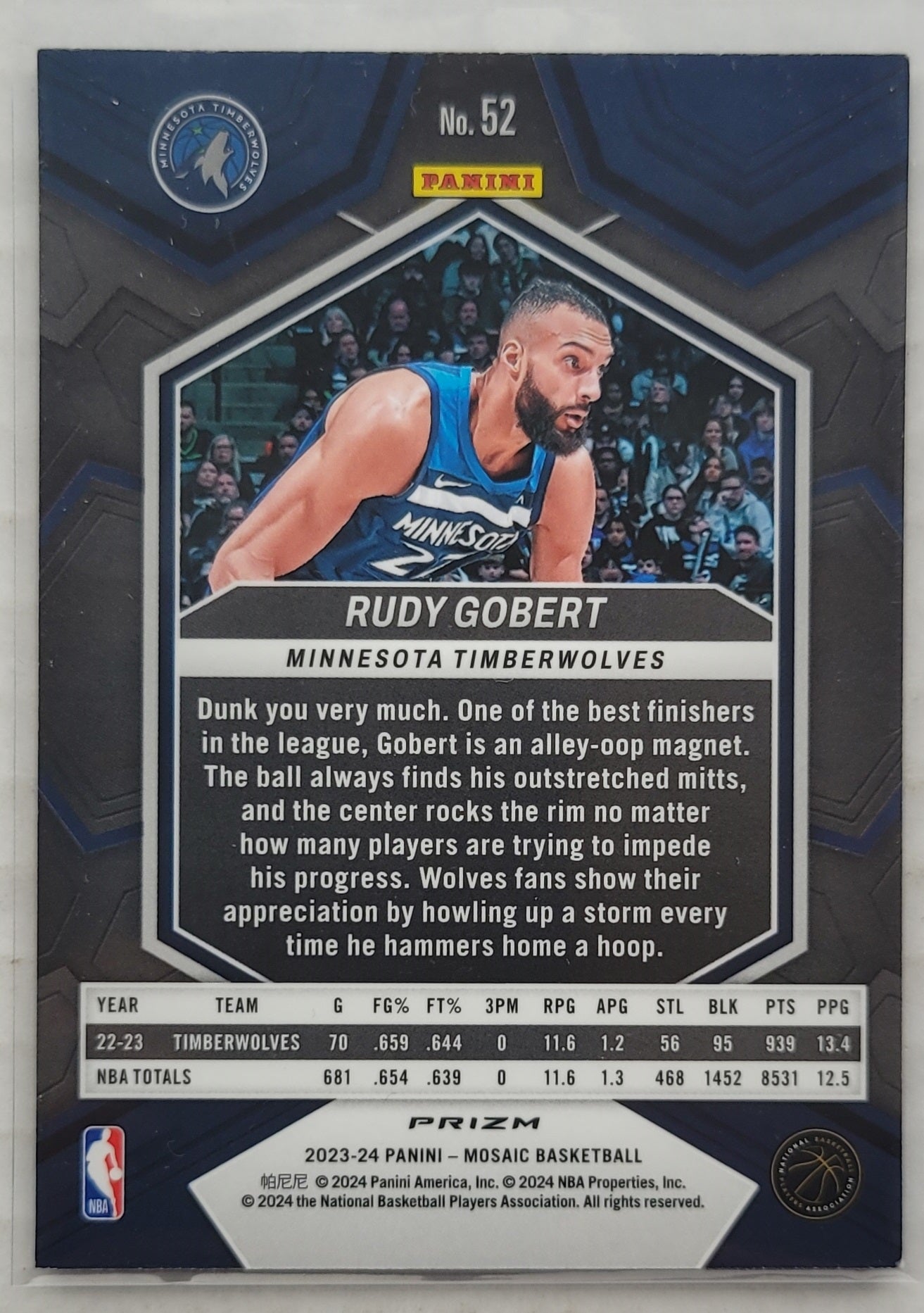 Rudy Gobert - 2023-24 Panini Mosaic Mosaic Reactive Blue #52