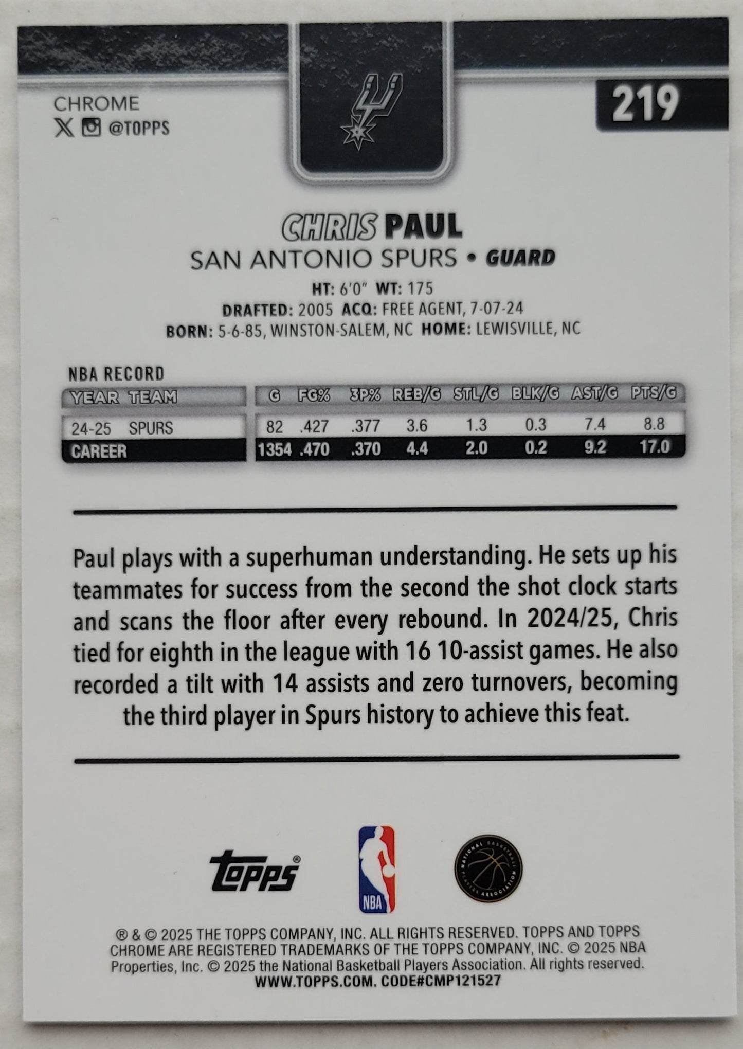 Chris Paul - 2025-26 Topps Chrome #219