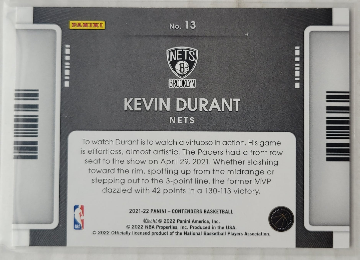 Kevin Durant - 2021-22 Panini Contenders Game Night Ticket #13