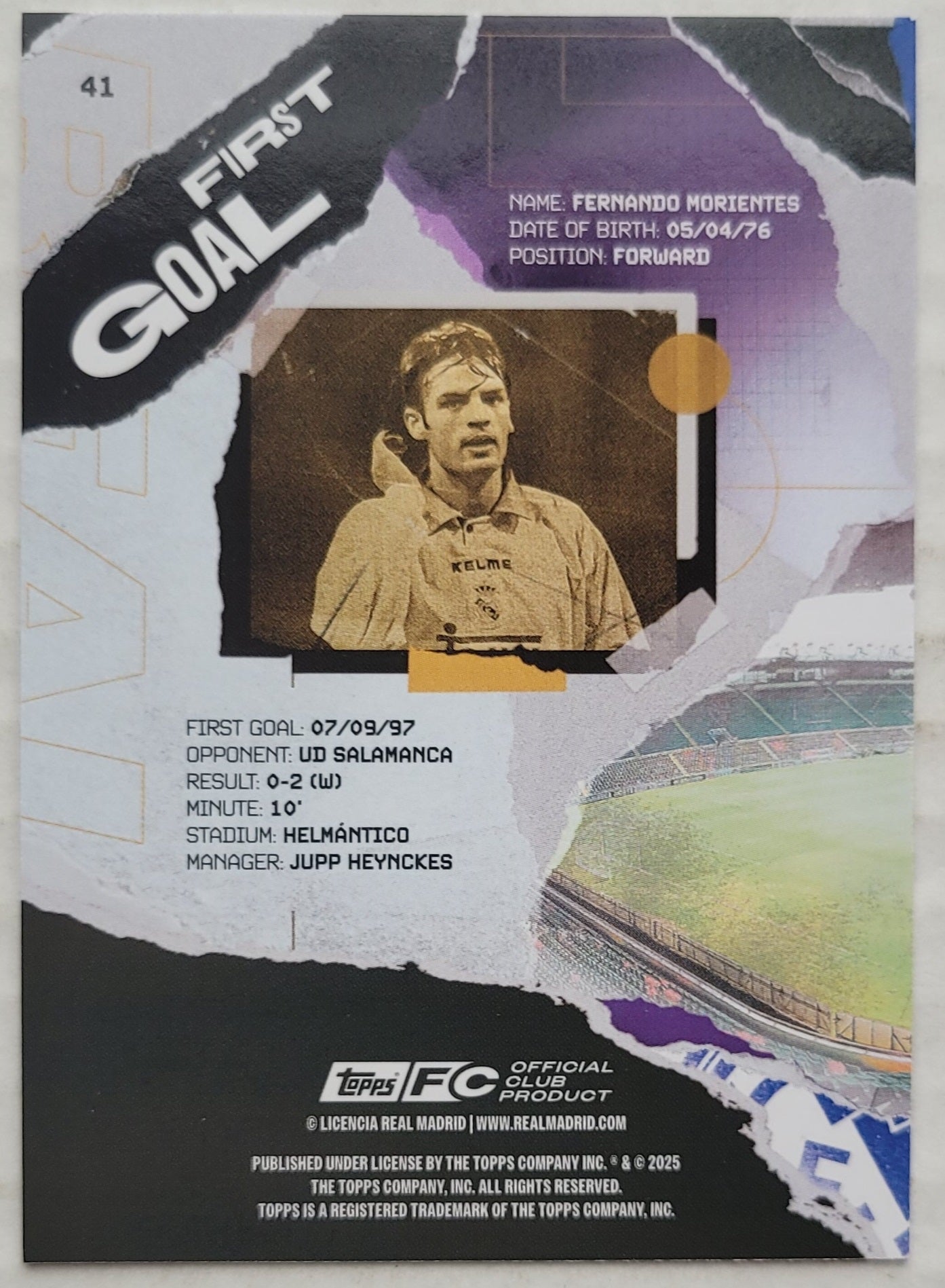 Fernando Morientes - 2024-25 Topps Real Madrid Team Set #41 First Goal