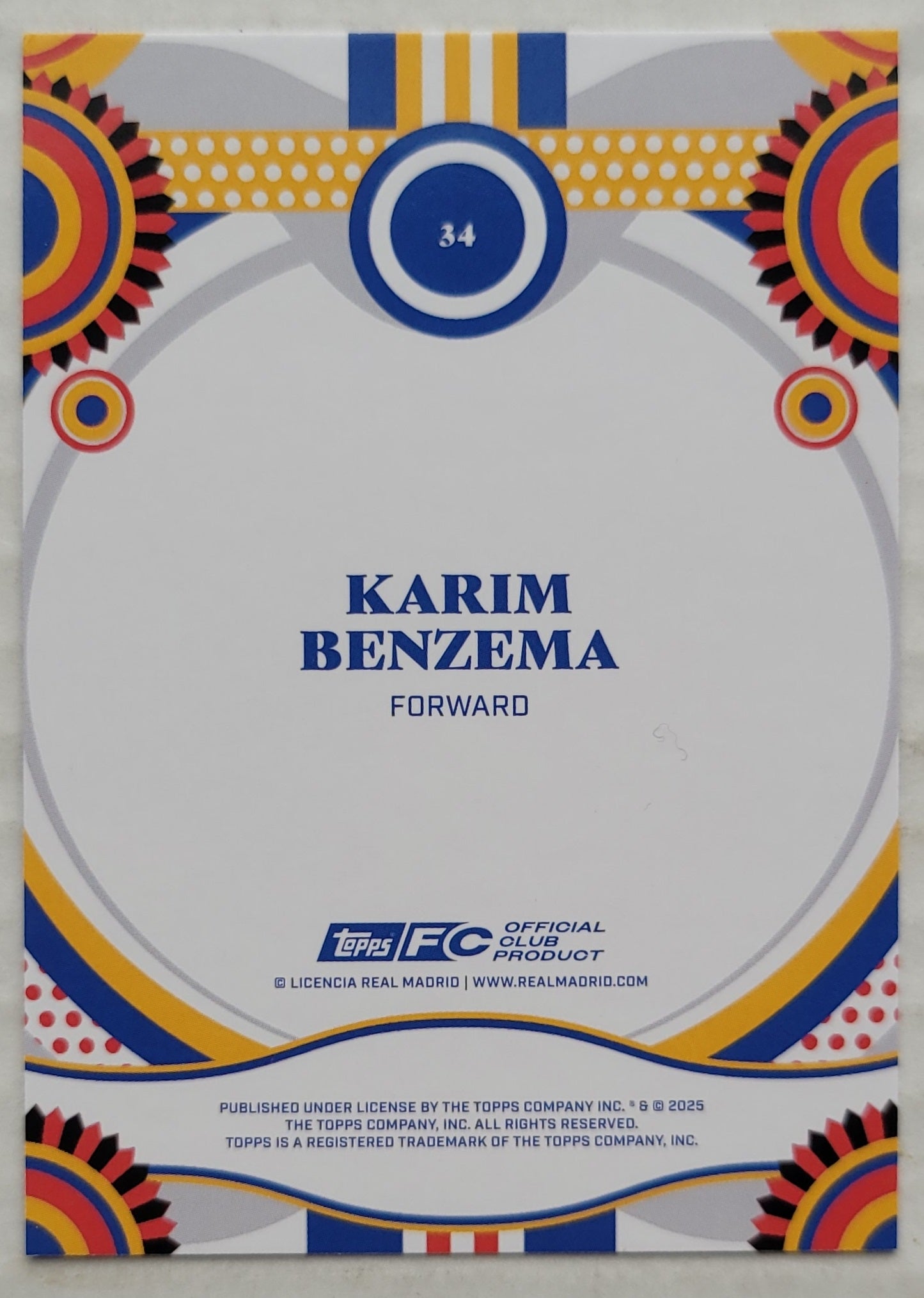 Karim Benzema - 2024-25 Topps Real Madrid Team Set #34