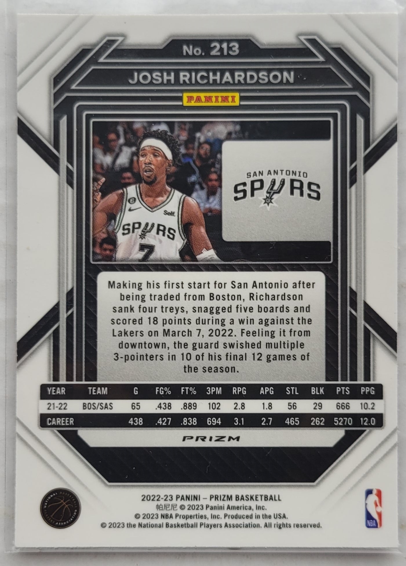 Josh Richardson - 2022-23 Panini Prizm Prizm Red Sparkle #213