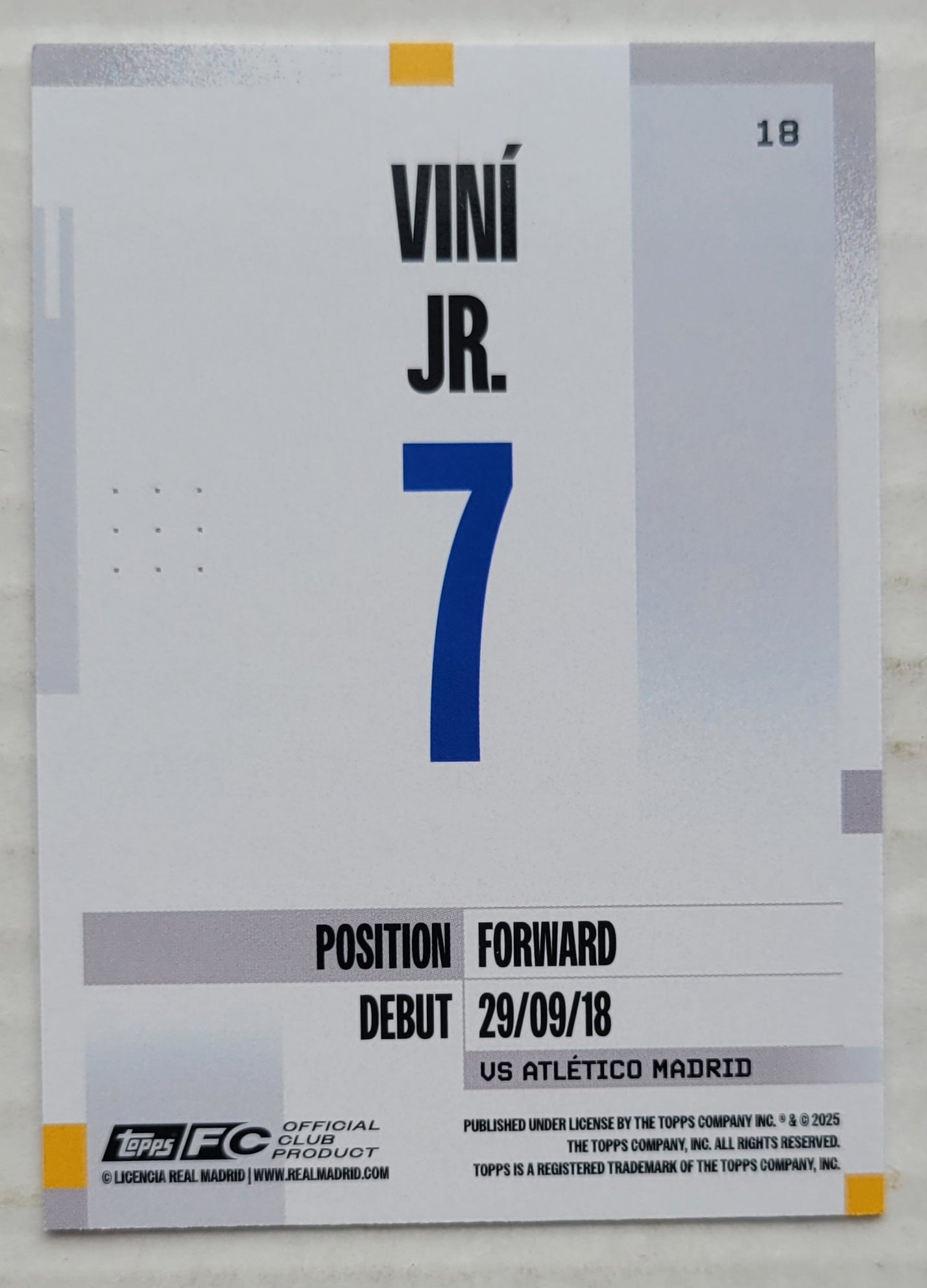 Vini Jr. - 2024-25 Topps Real Madrid Team Set #18