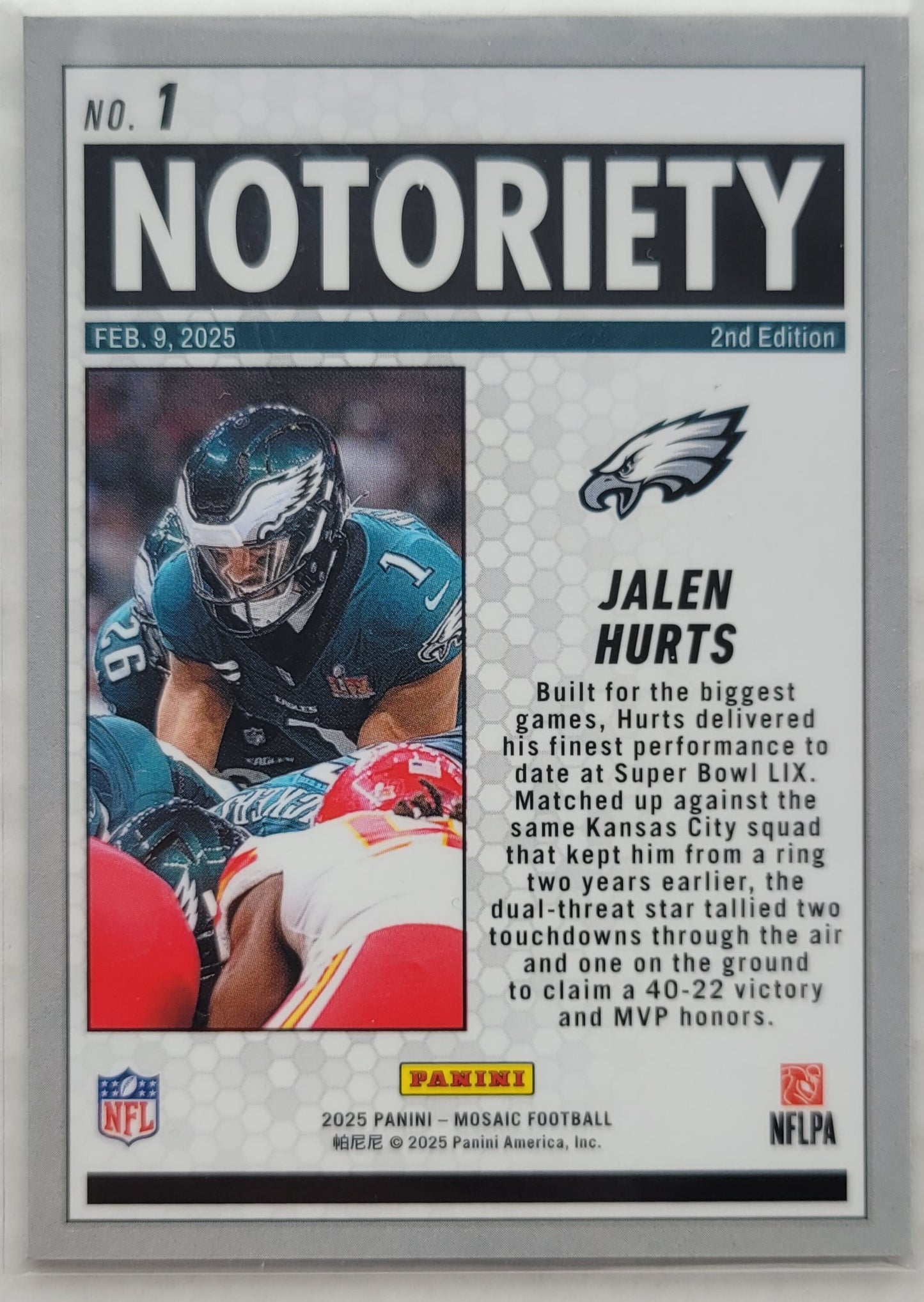 Jalen Hurts - 2025 Panini Mosaic Notoriety #1