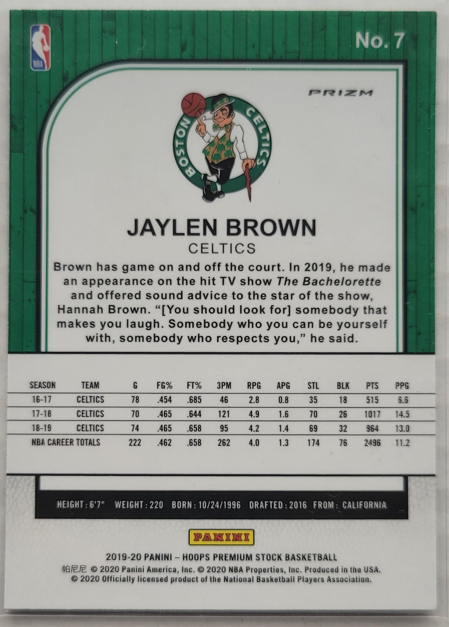 Jaylen Brown - 2019-20 Hoops Premium Stock Prizms Flash #7
