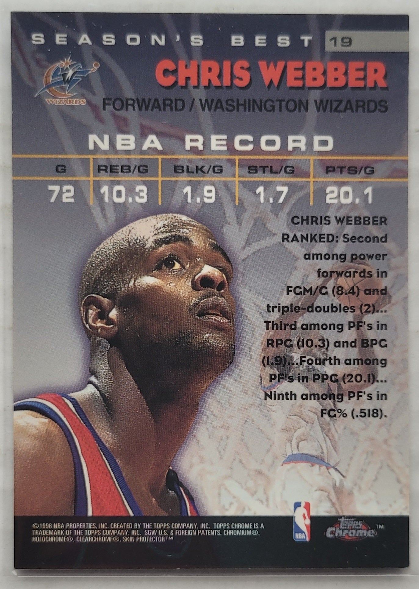 Chris Webber - 1997-98 Topps Chrome Season's Best #SB19