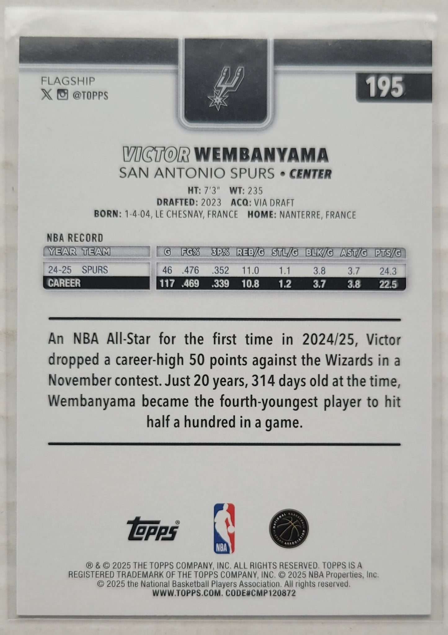 Victor Wembanyama - 2025-26 Topps Season Tip Off #195
