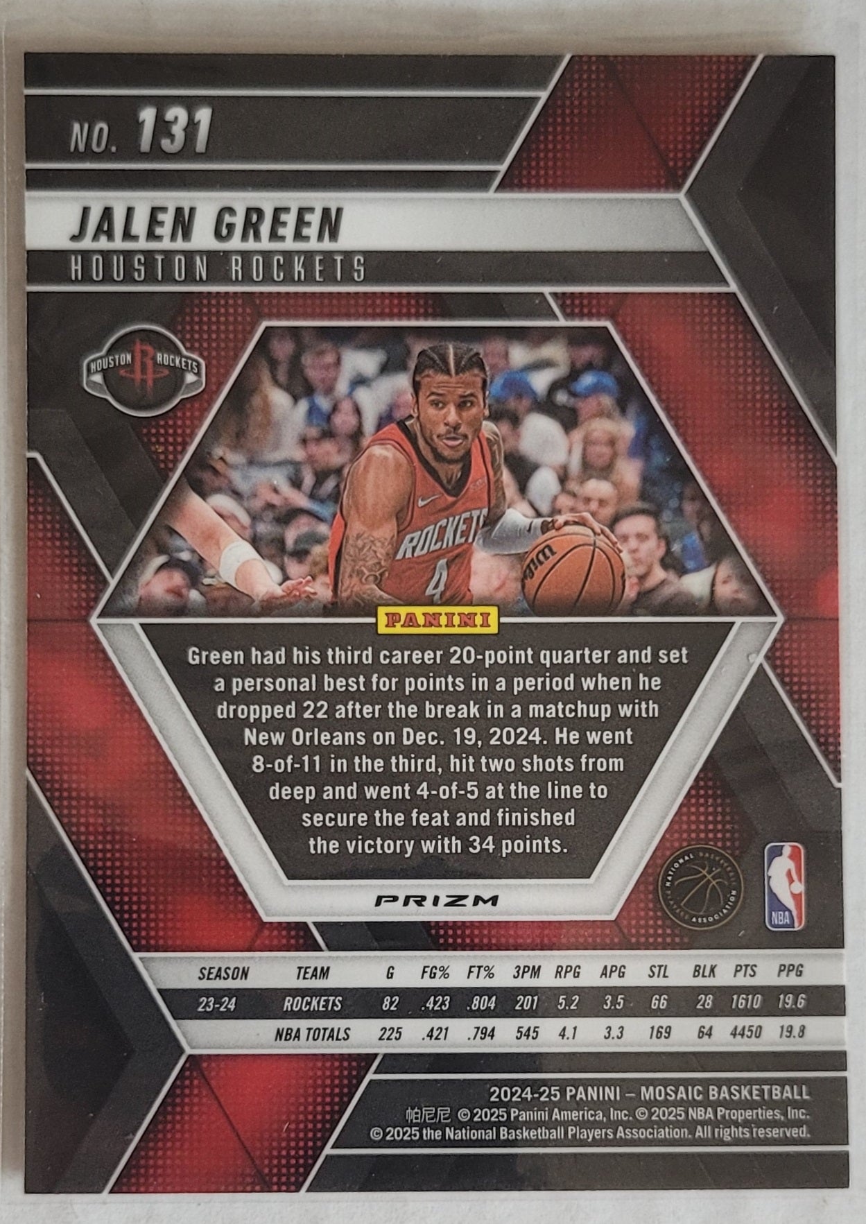 Jalen Green - 2024-25 Panini Mosaic Mosaic Red #131