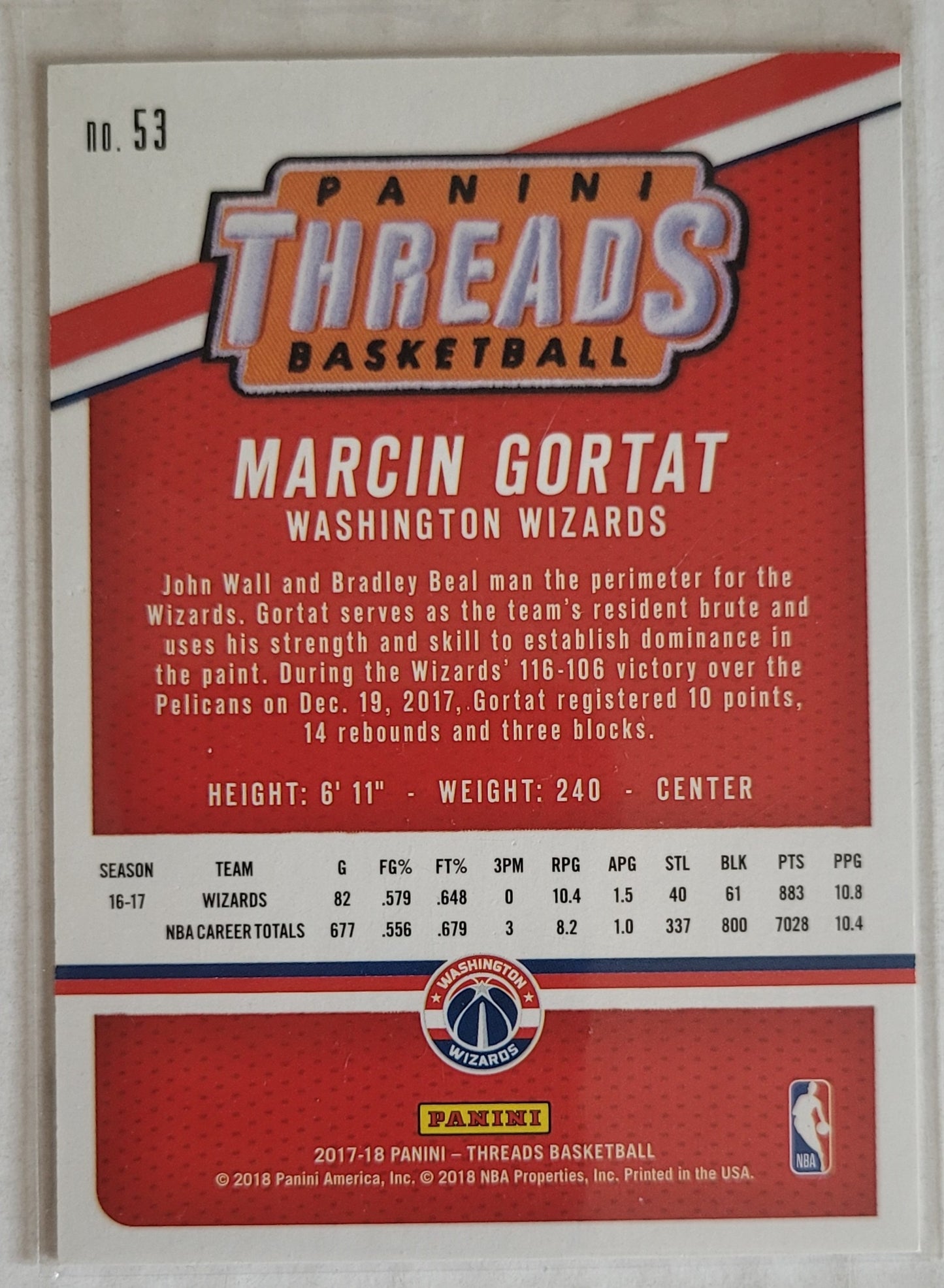 Marcin Gortat - 2017-18 Panini Threads Dazzle #53 - 172/199