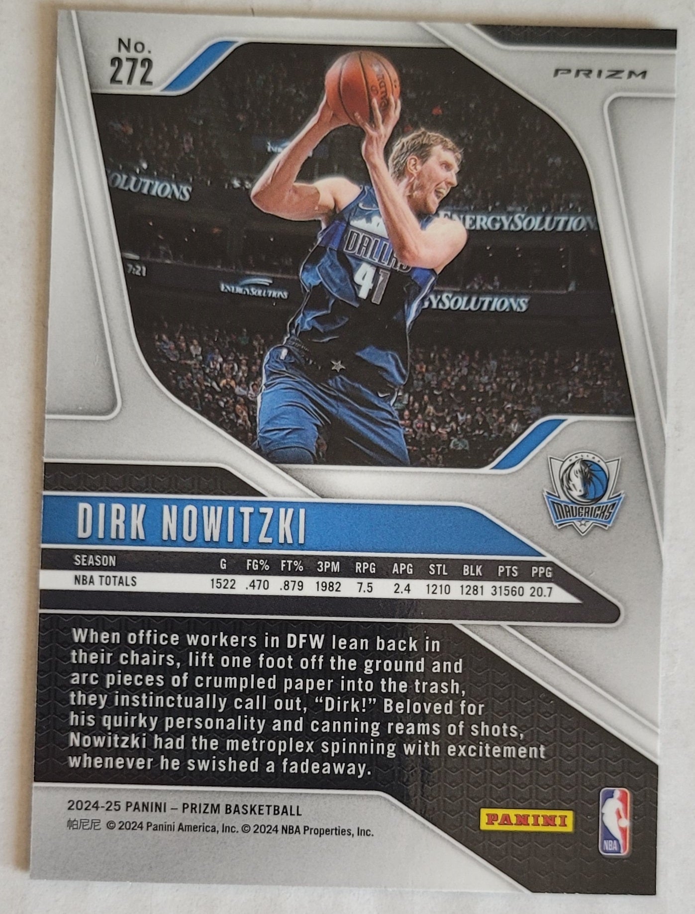Dirk Nowitzki - 2024-25 Panini Prizm Prizms Green #272
